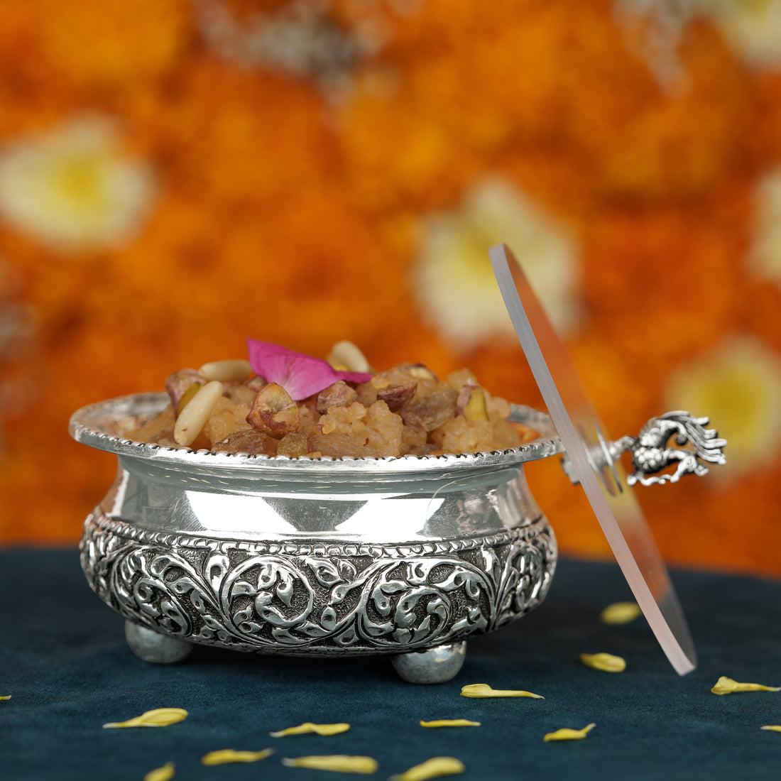 Antique Silver Prasadam Bowl - Krishna Jewellers Pearls and Gems