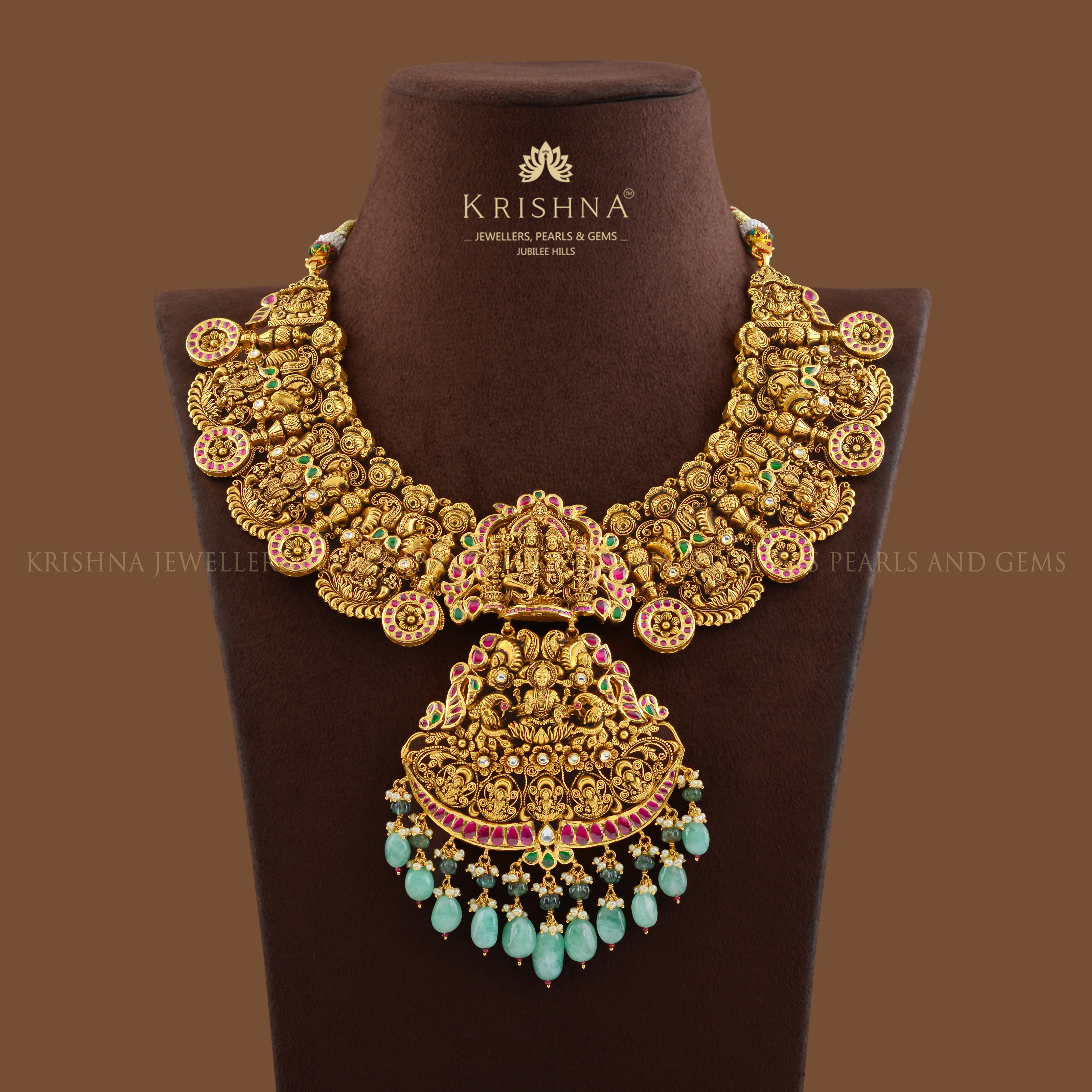 Shiv Parvati Gold Necklace - Krishna Jewellers Pearls and Gems