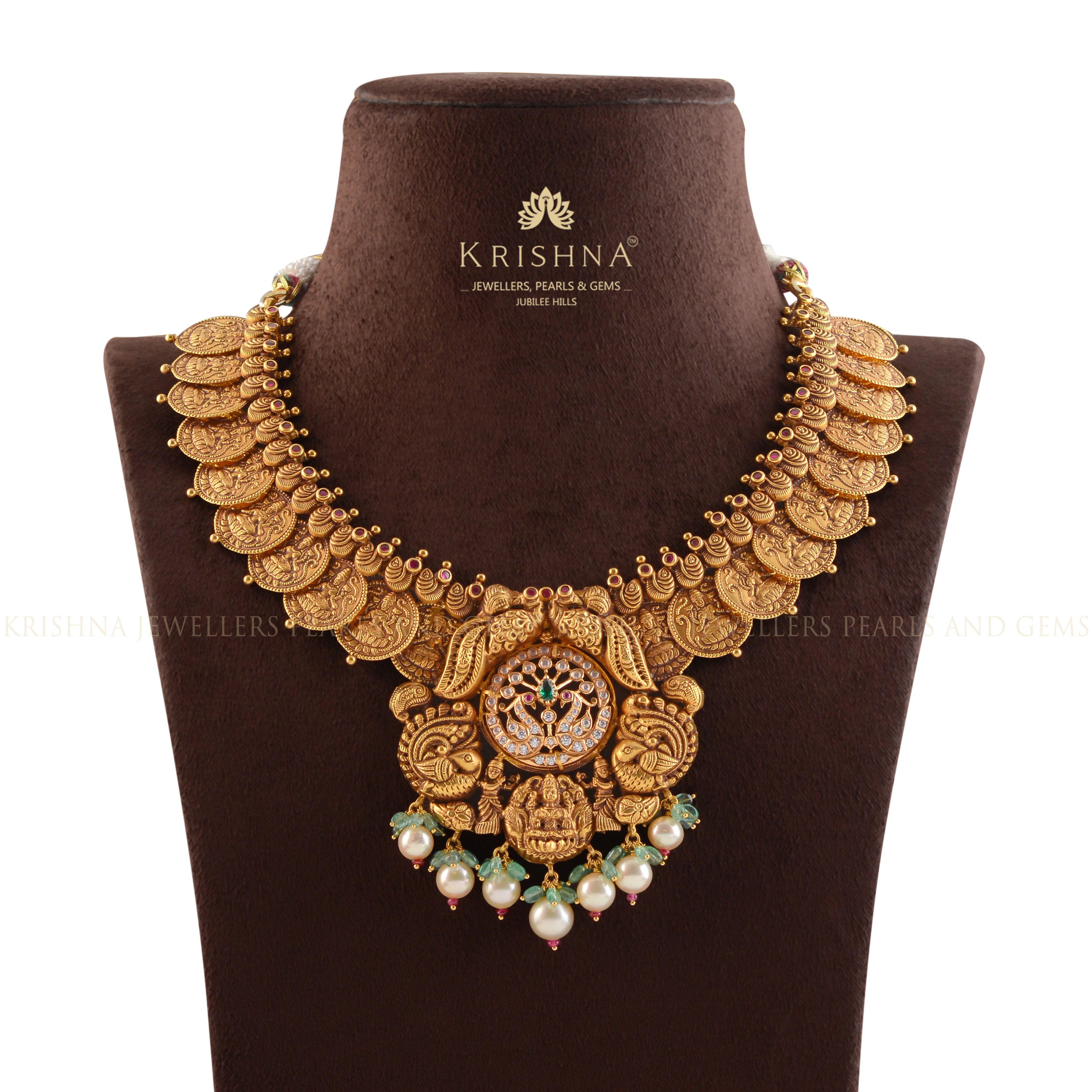 Lakshmi Gold Kasula Necklace - Krishna Jewellers Pearls and Gems