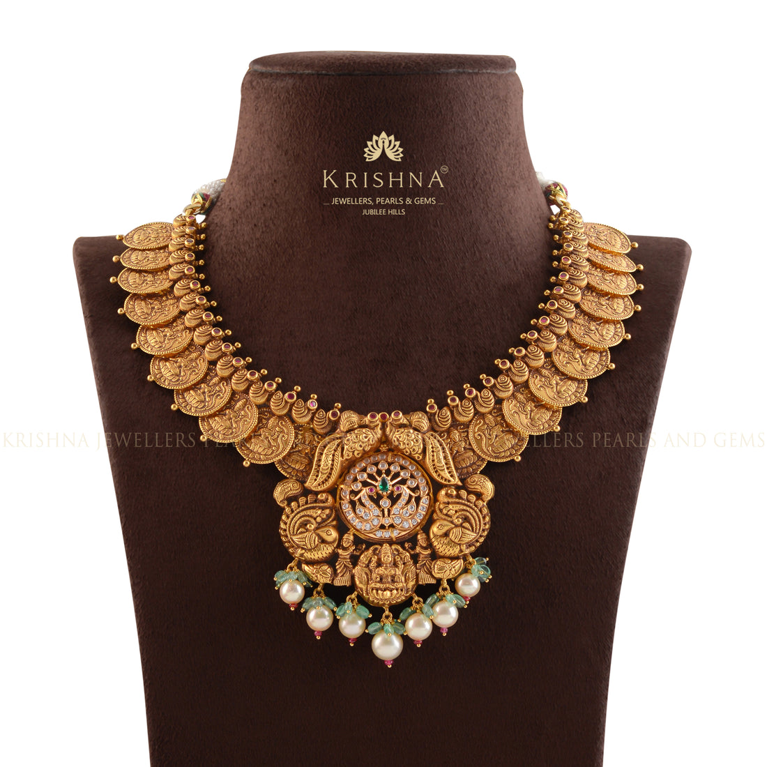 Lakshmi Gold Kasula Necklace - Krishna Jewellers Pearls and Gems