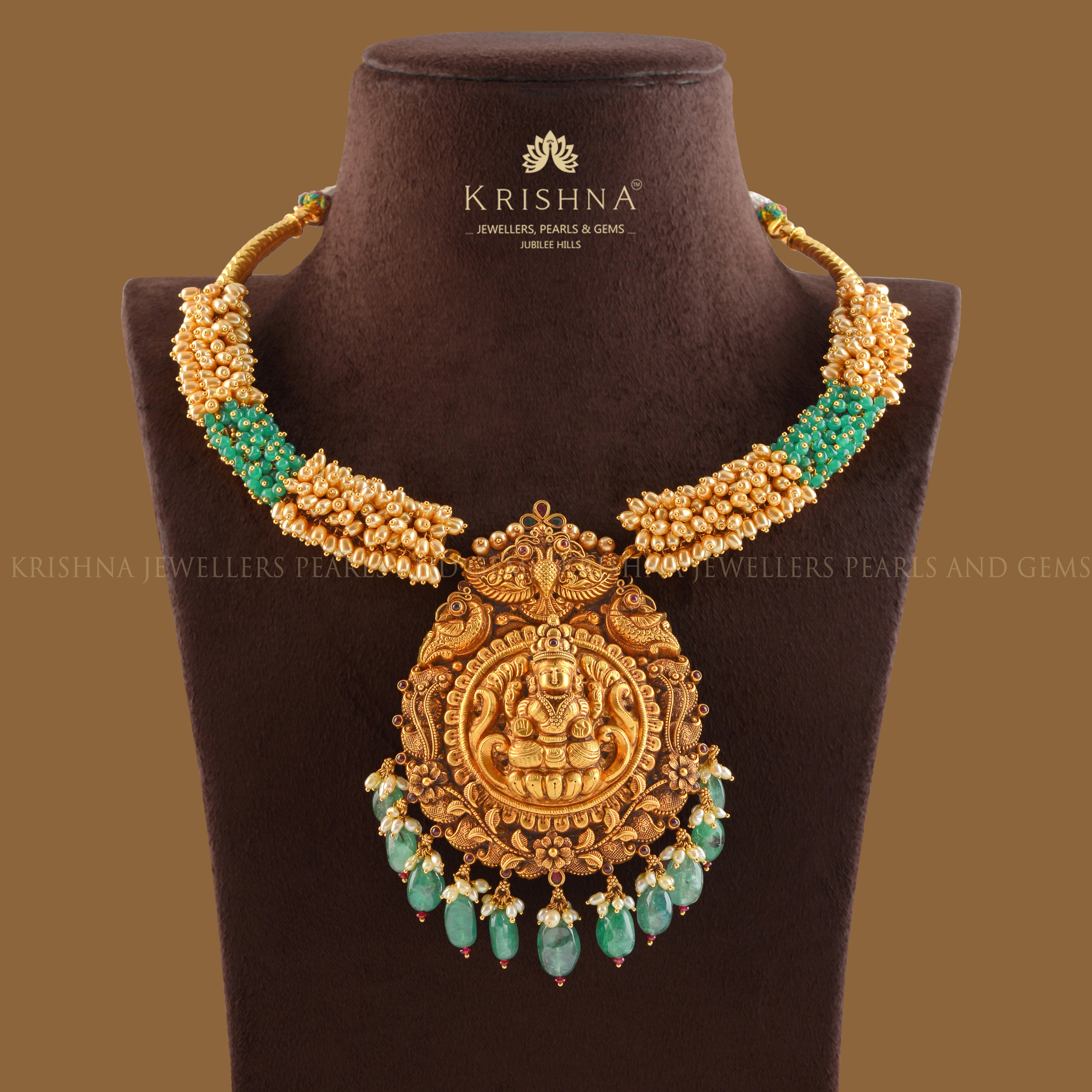 Gold Pearl Kanti Necklace - Krishna Jewellers Pearls and Gems