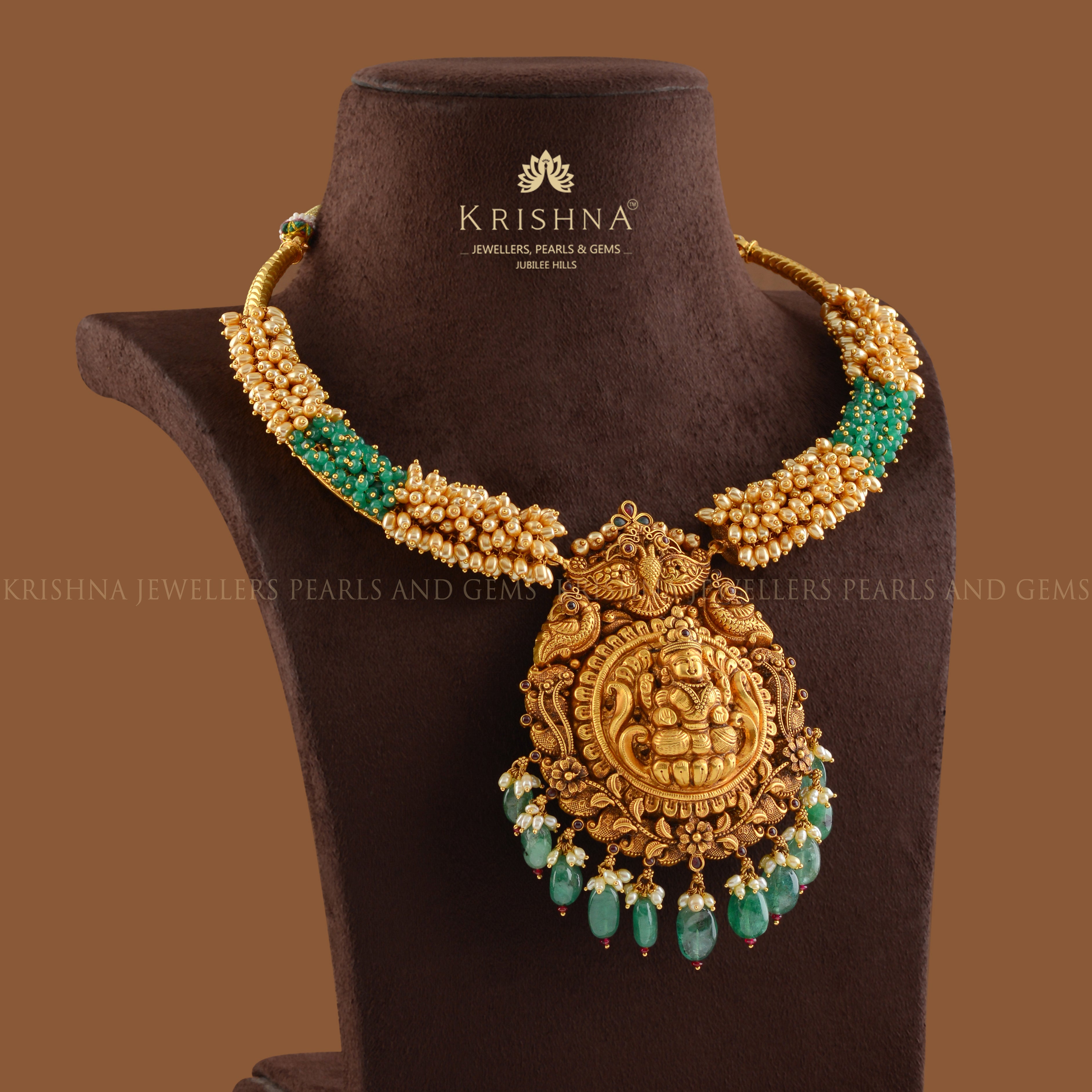 Gold Pearl Kanti Necklace - Krishna Jewellers Pearls and Gems