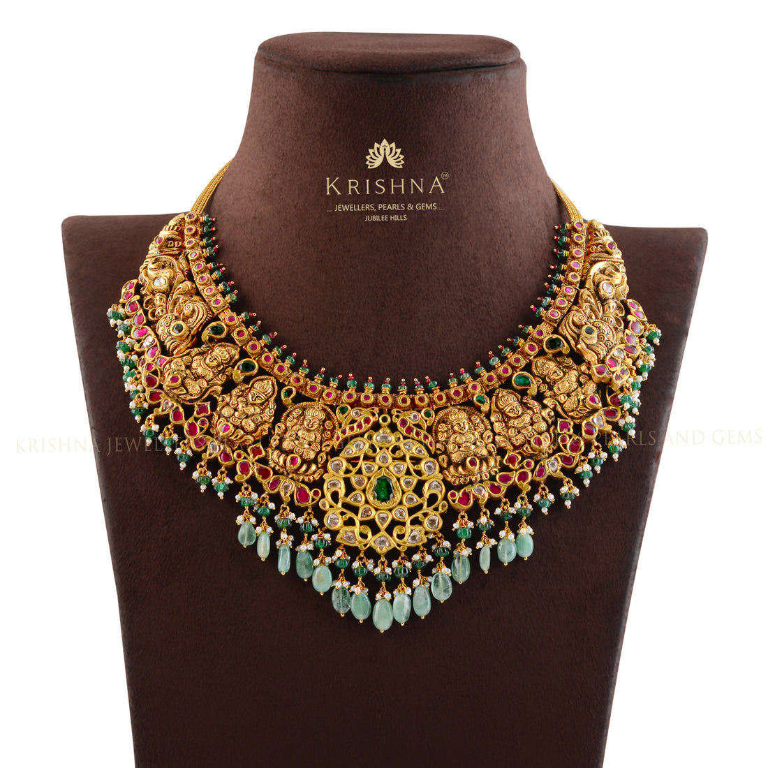 Goddess Lakshmi Gold Necklace - Krishna Jewellers Pearls and Gems