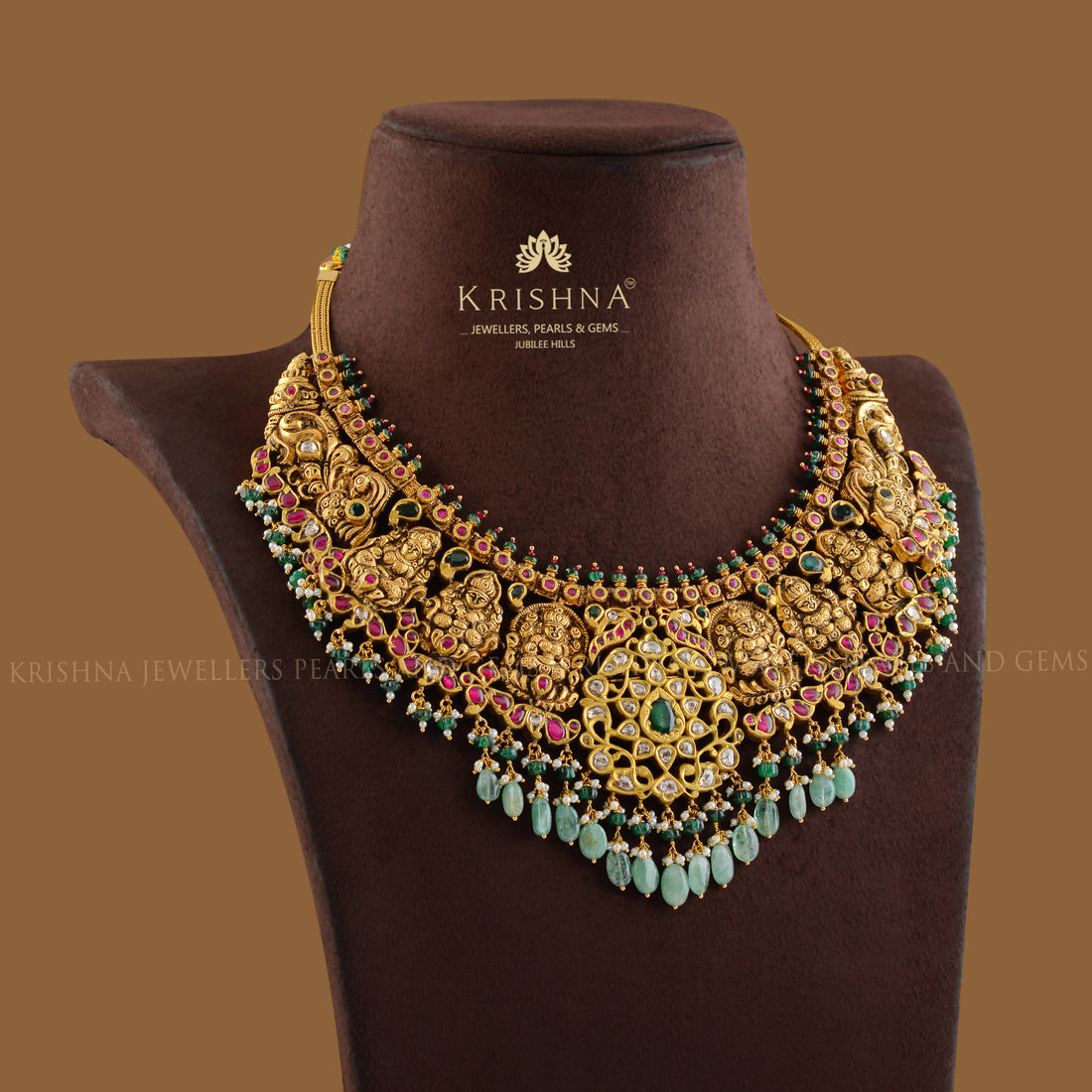 Goddess Lakshmi Gold Necklace - Krishna Jewellers Pearls and Gems