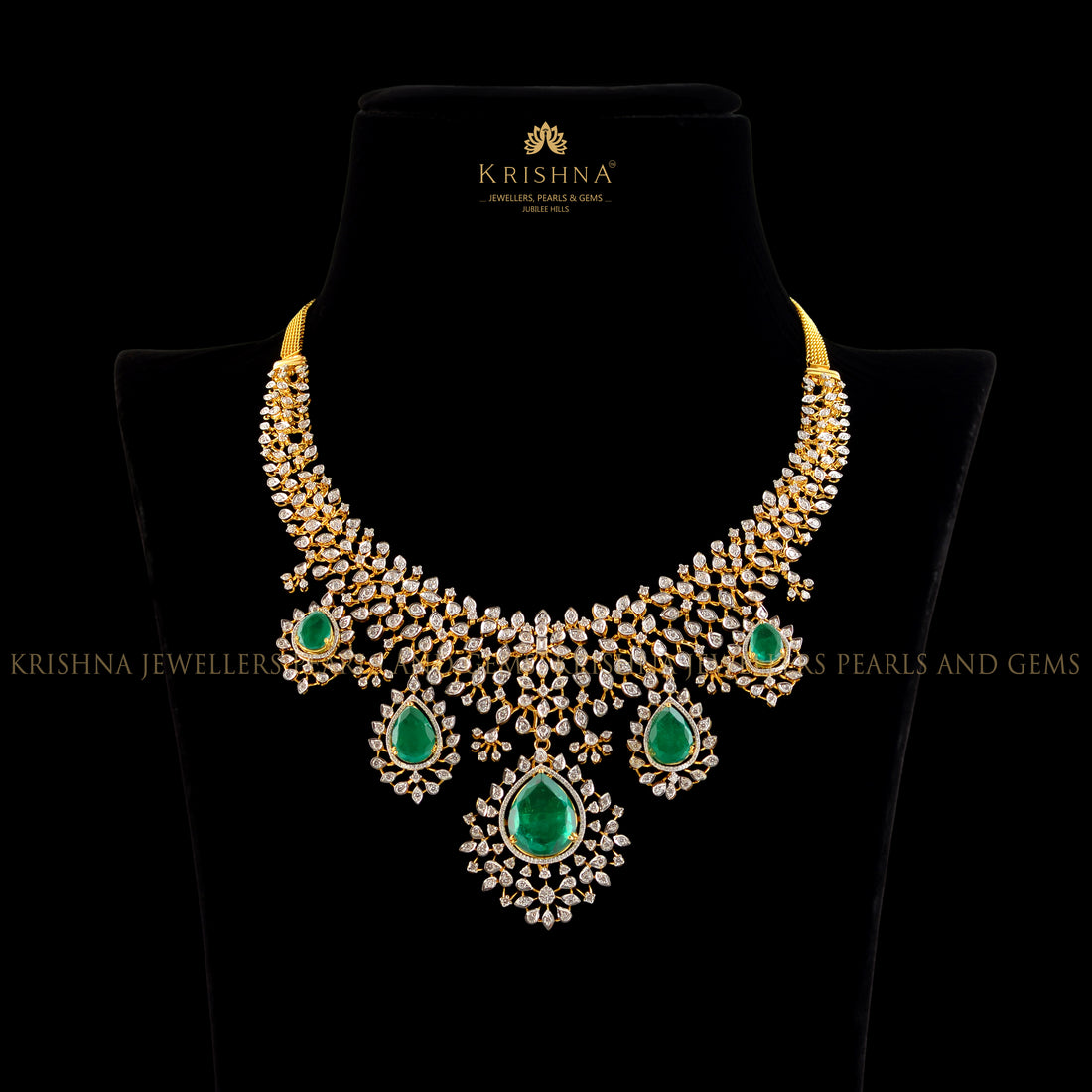 Regal Sparkling Diamond Necklace - Krishna Jewellers Pearls and Gems