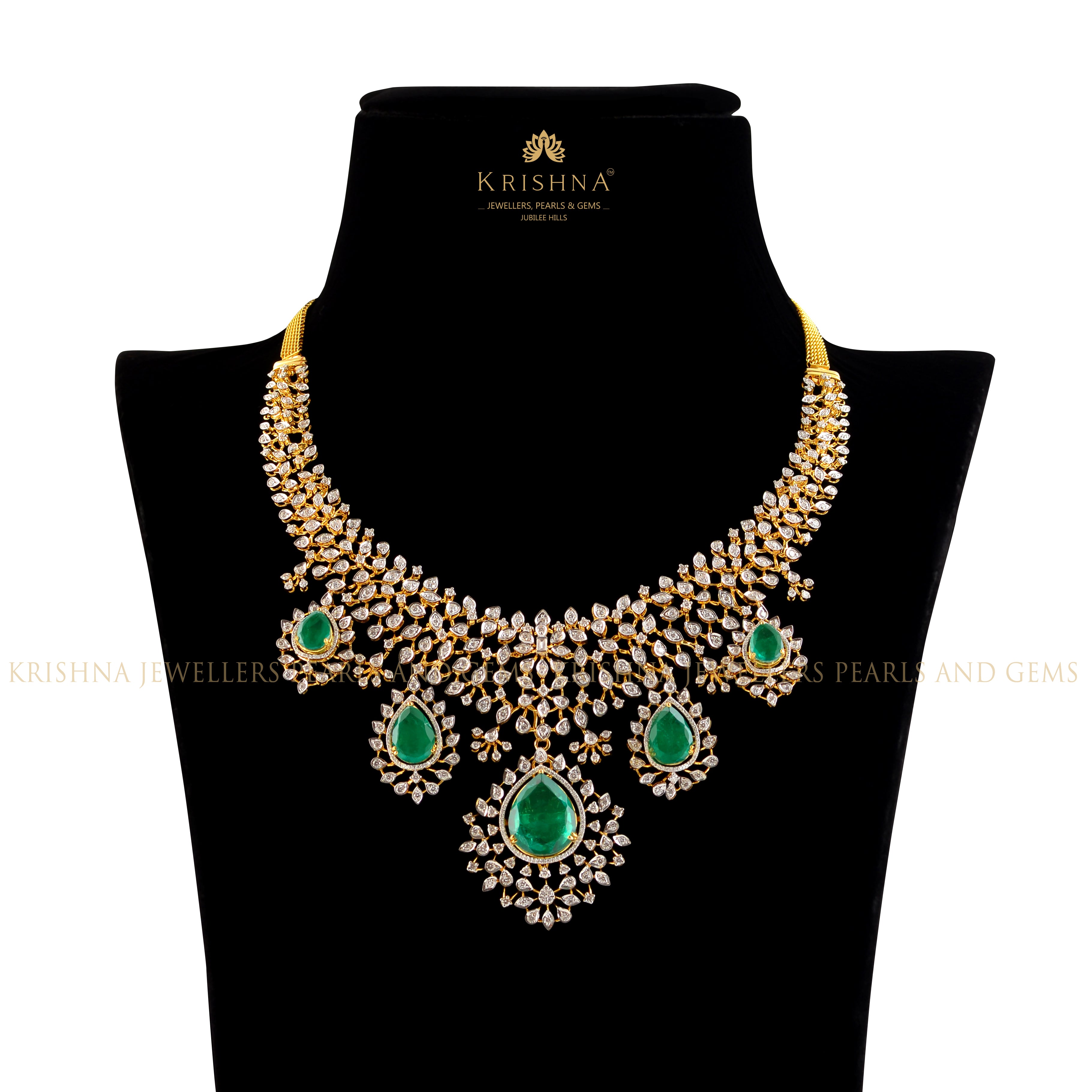 Regal Sparkling Diamond Necklace - Krishna Jewellers Pearls and Gems