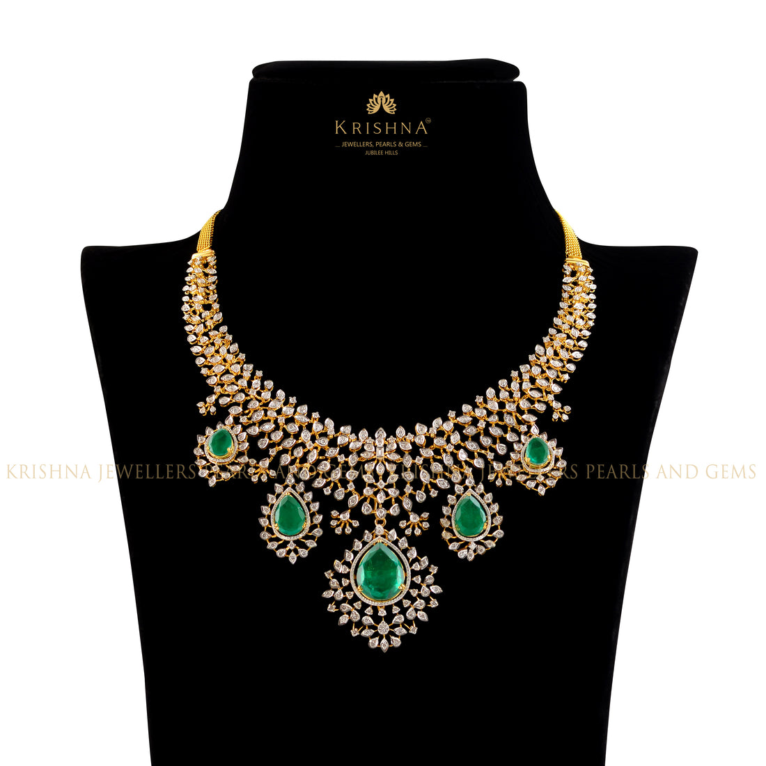 Regal Sparkling Diamond Necklace - Krishna Jewellers Pearls and Gems