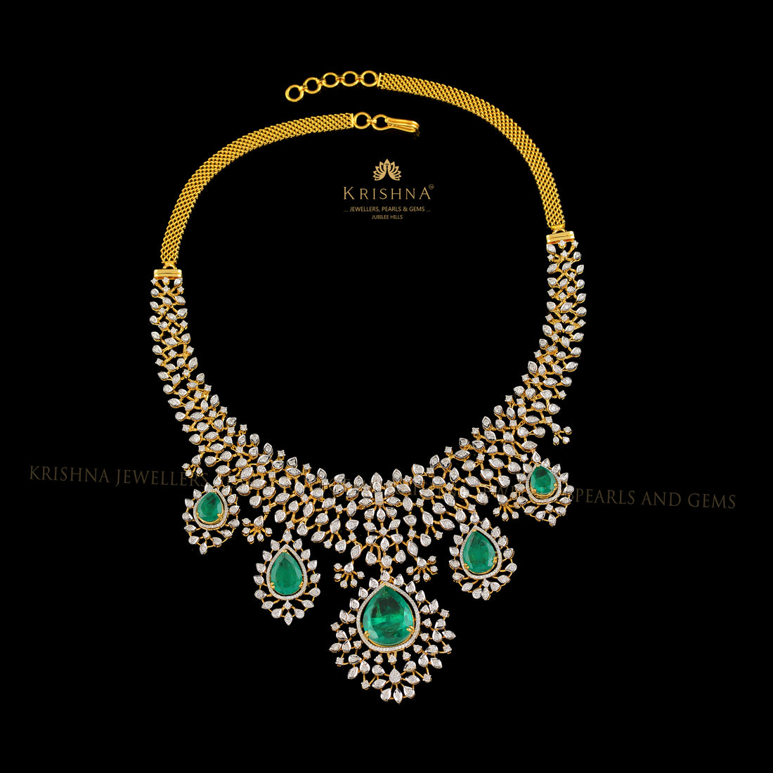 Regal Sparkling Diamond Necklace - Krishna Jewellers Pearls and Gems