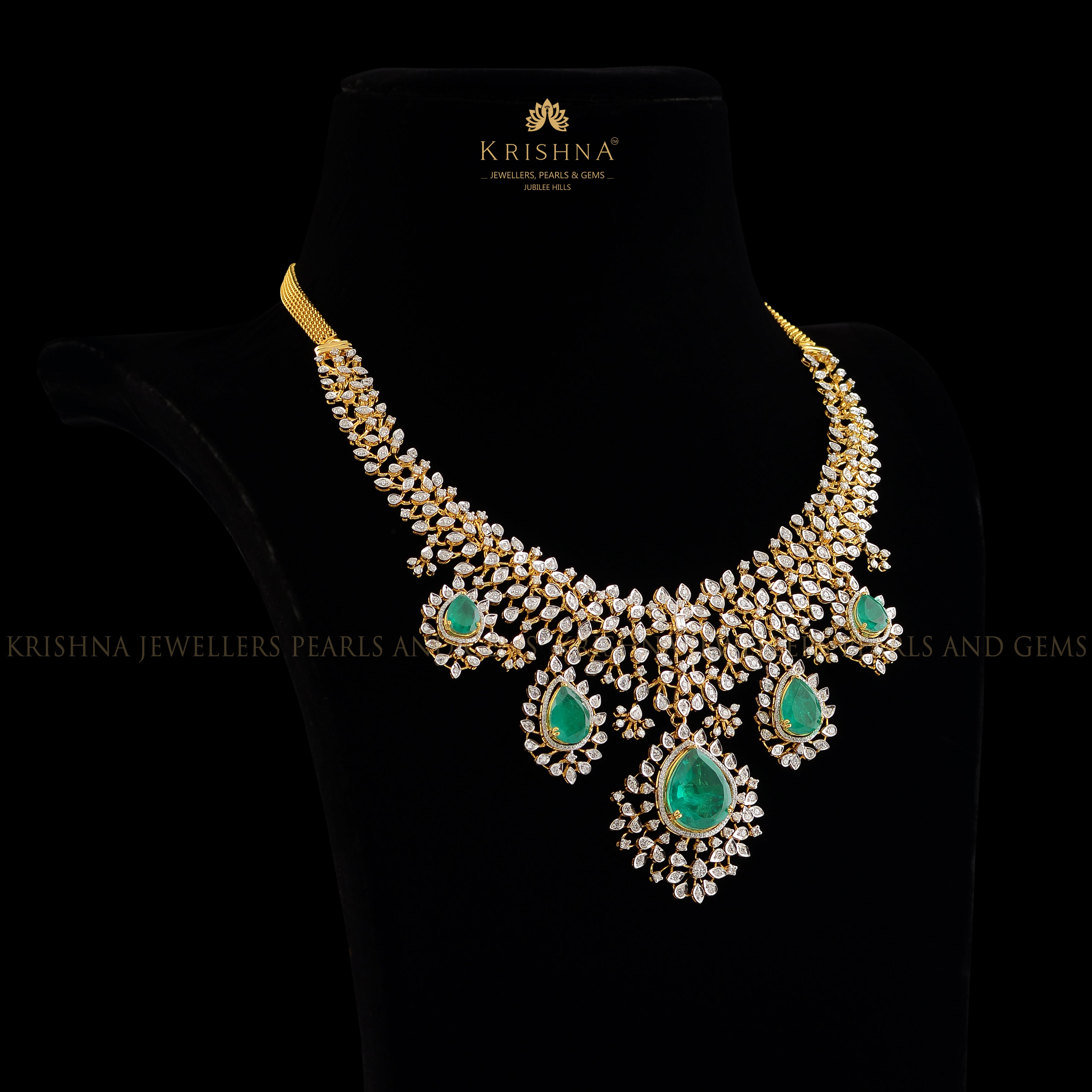 Regal Sparkling Diamond Necklace - Krishna Jewellers Pearls and Gems