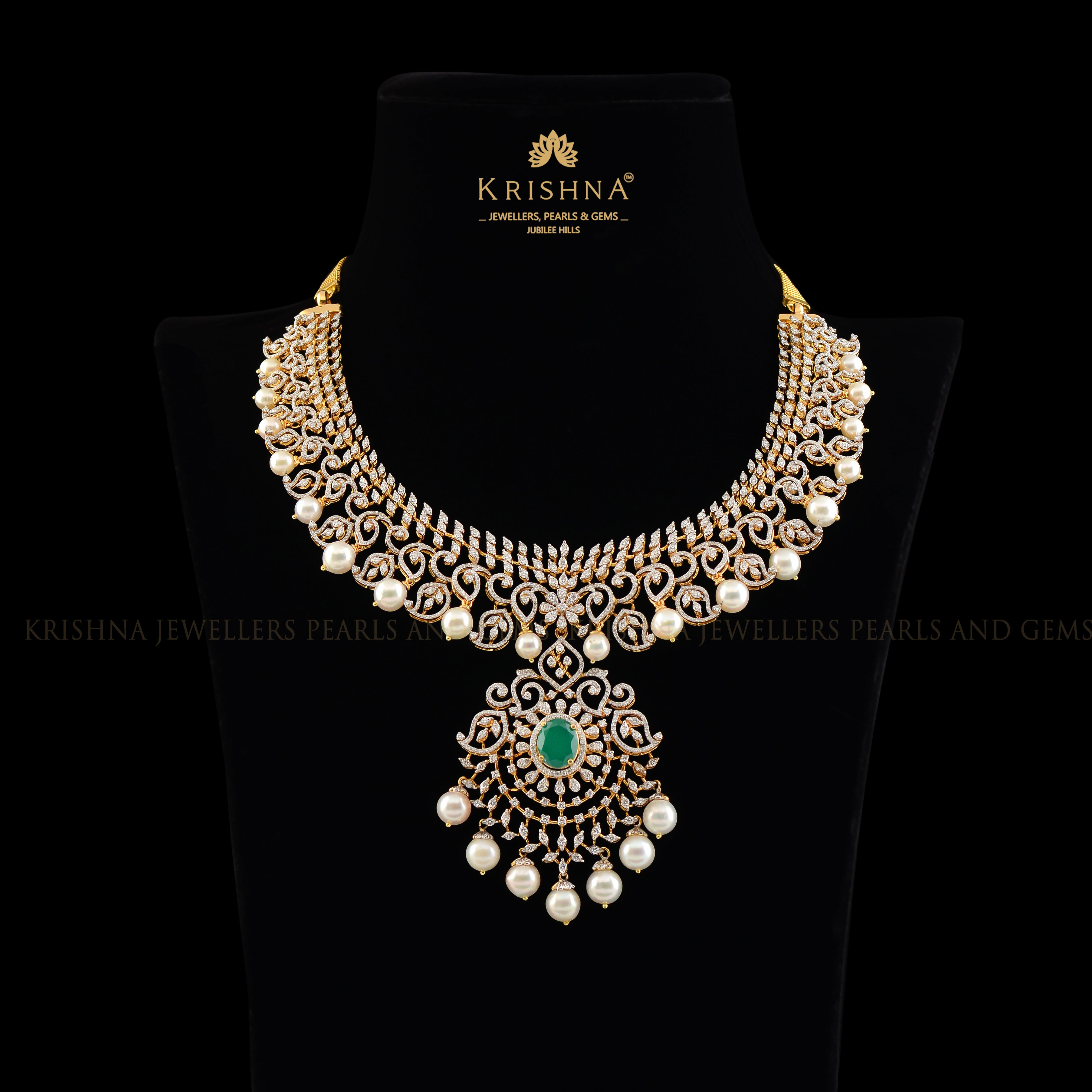 Sparkling Floral Diamond Necklace - Krishna Jewellers Pearls and Gems