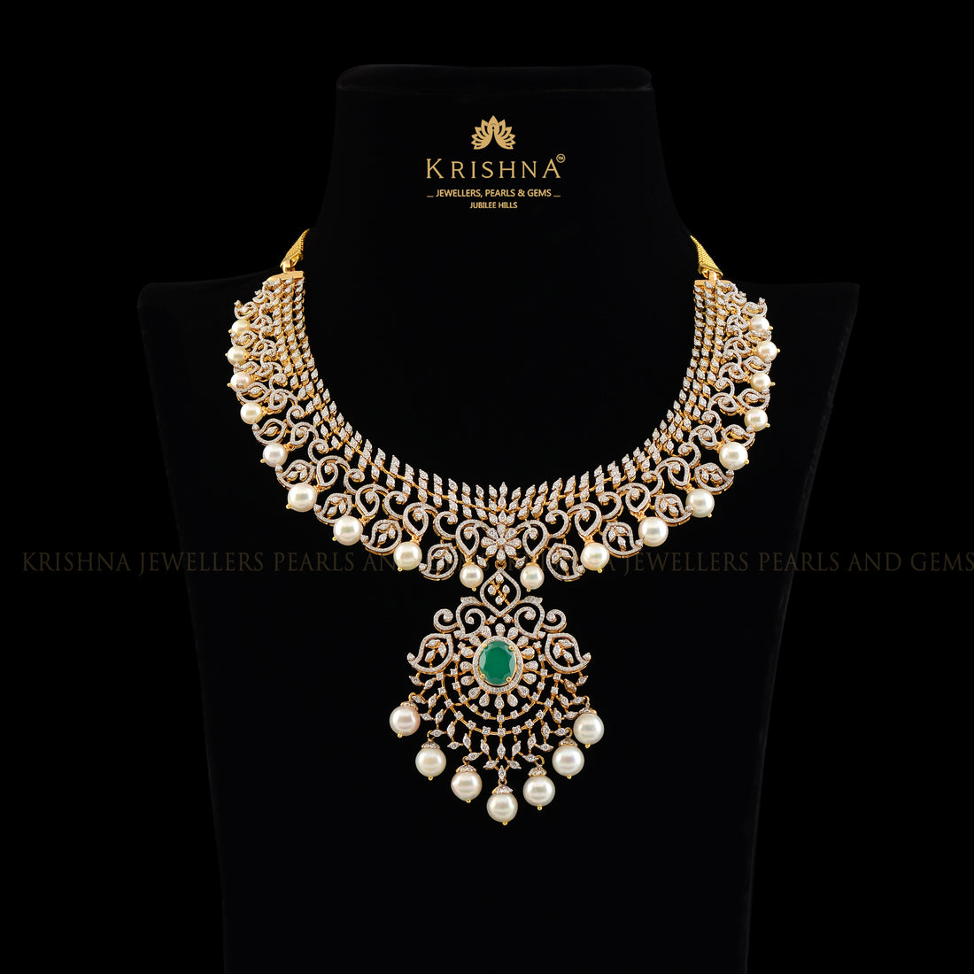 Sparkling Floral Diamond Necklace - Krishna Jewellers Pearls and Gems