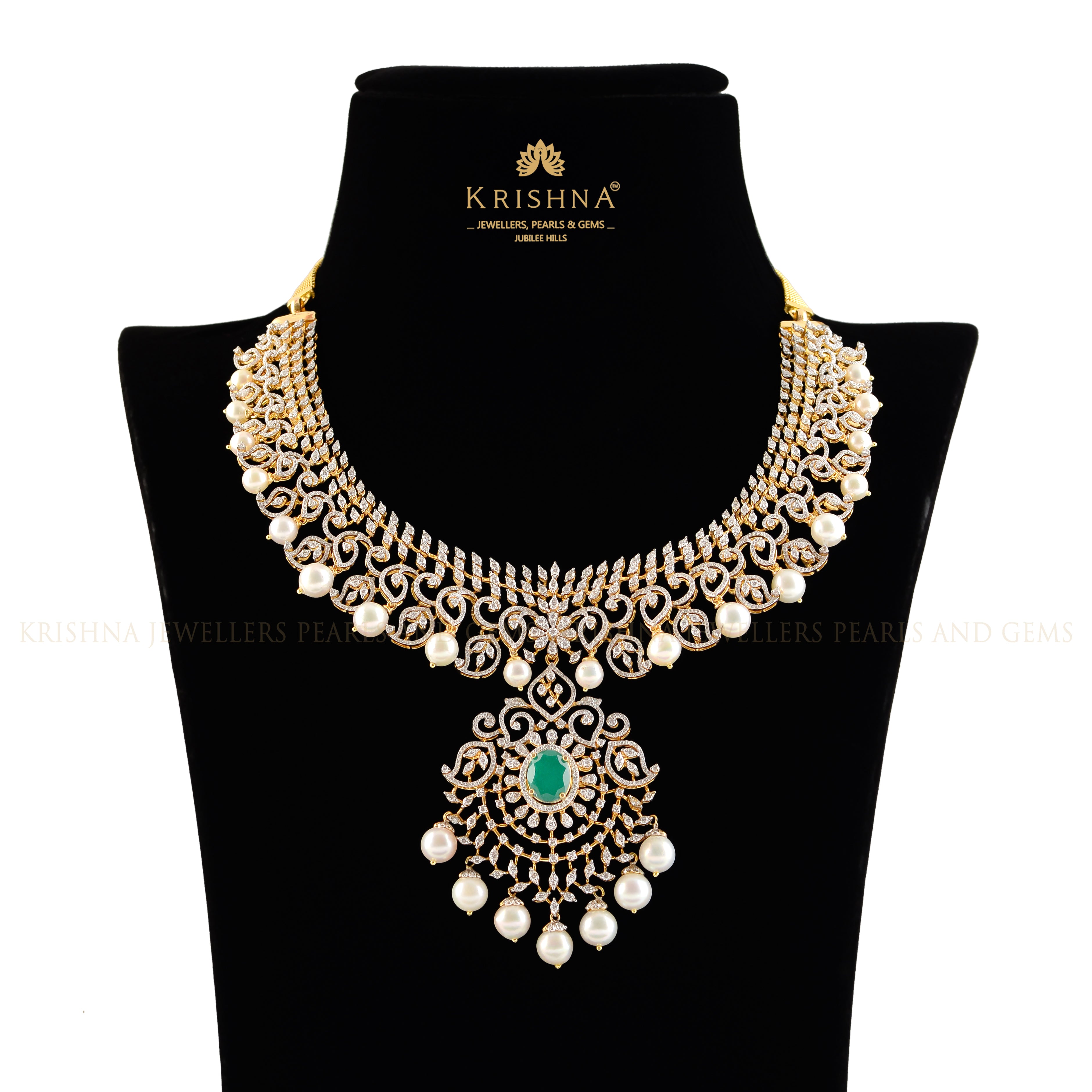 Sparkling Floral Diamond Necklace - Krishna Jewellers Pearls and Gems
