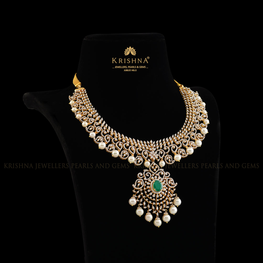 Sparkling Floral Diamond Necklace - Krishna Jewellers Pearls and Gems