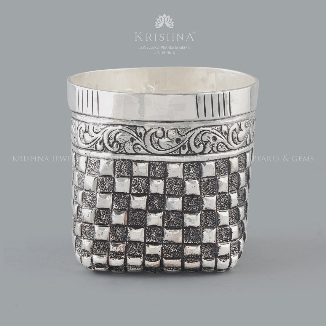 Silver Vase in Brit Motif - Krishna Jewellers Pearls and Gems