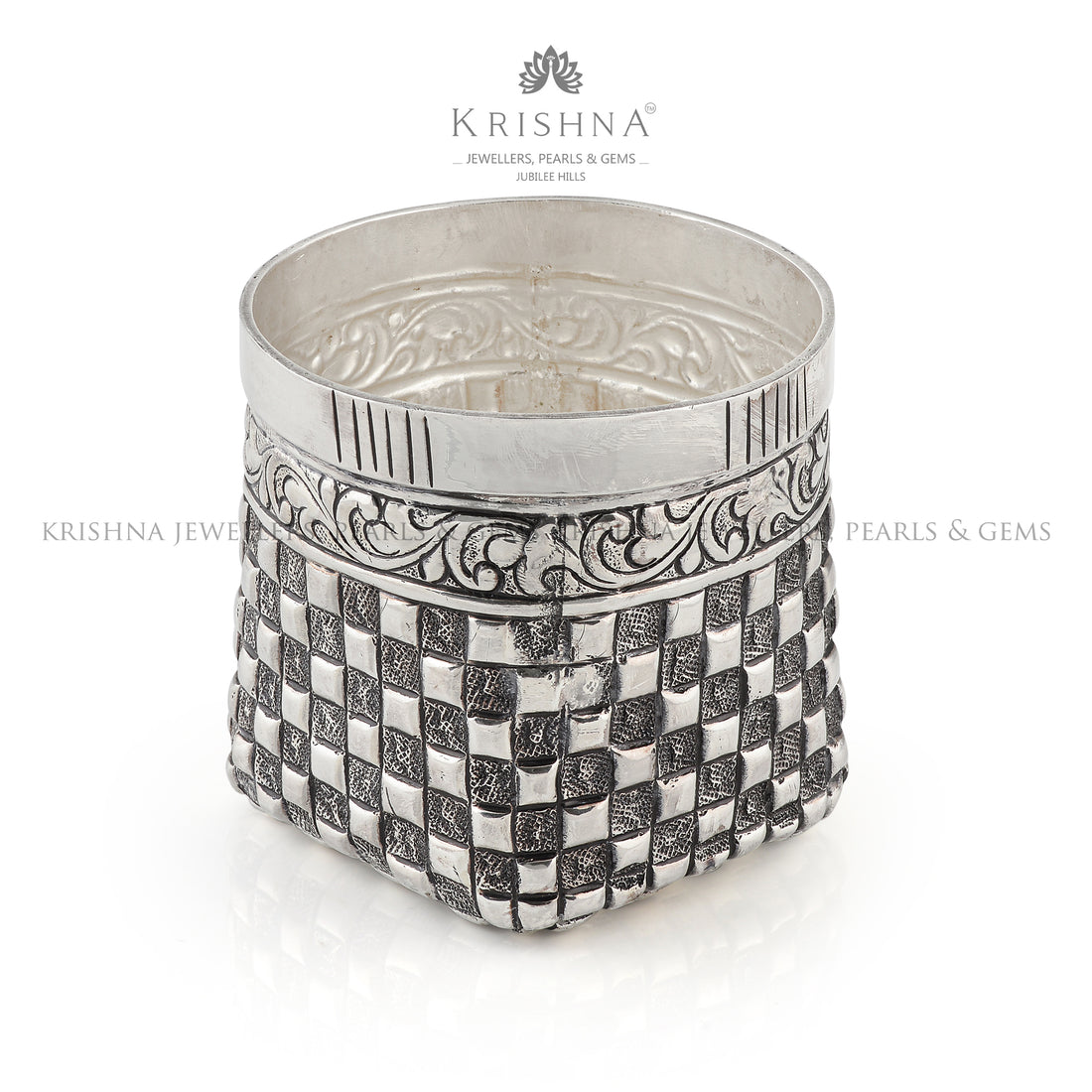 Silver Vase in Brit Motif - Krishna Jewellers Pearls and Gems