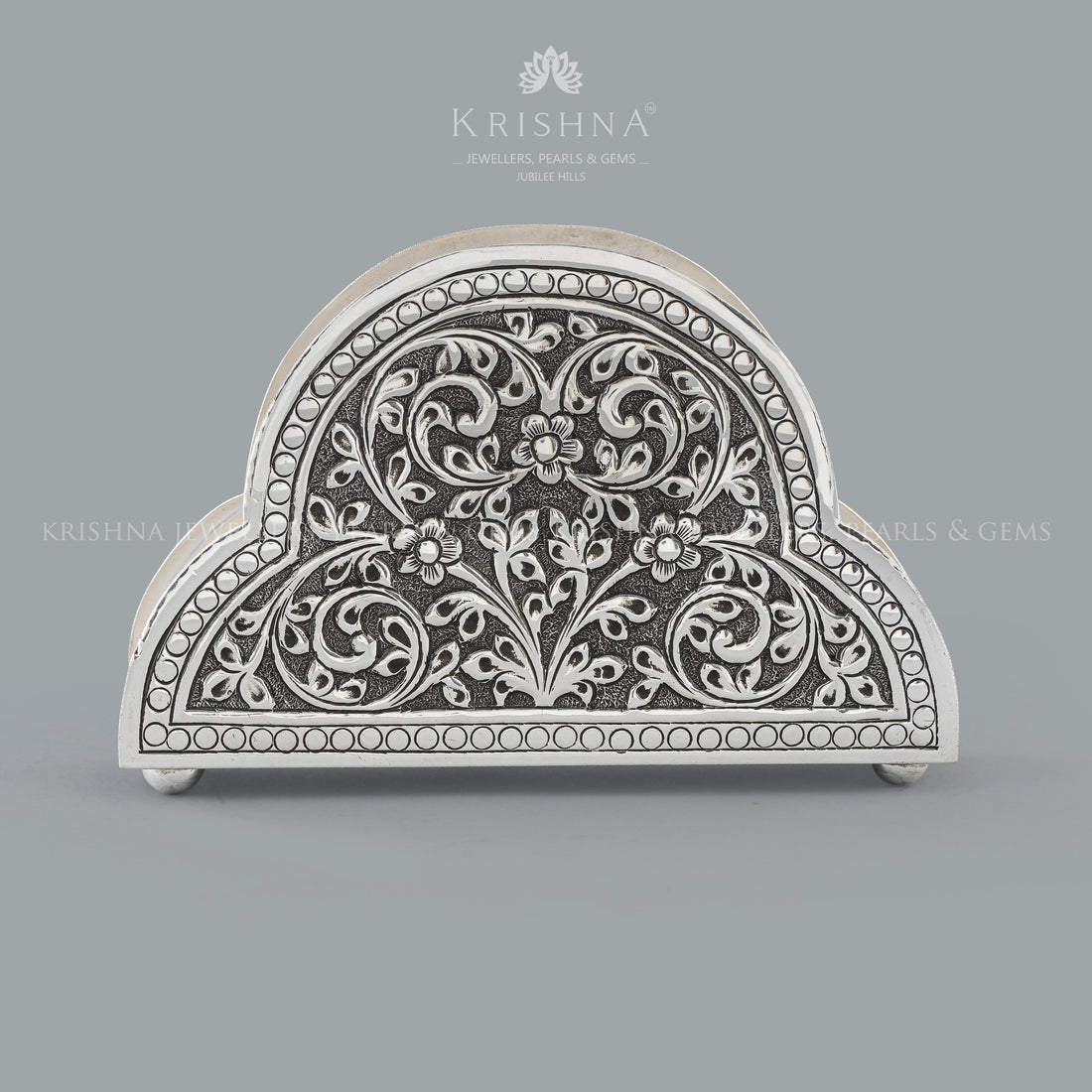 Indian Silver tissue box in Antique Finish - Krishna Jewellers Pearls and Gems