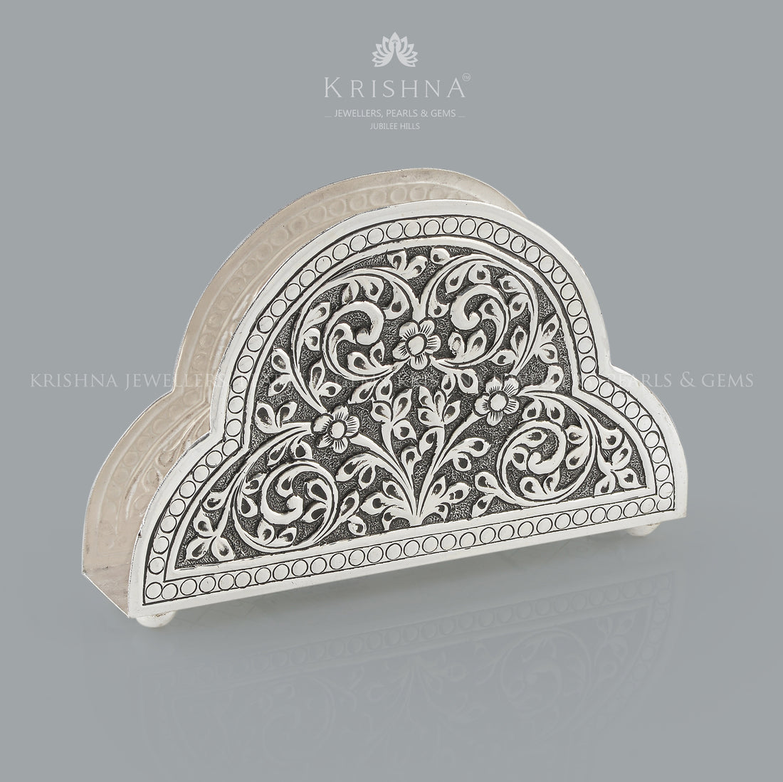 Indian Silver tissue box in Antique Finish - Krishna Jewellers Pearls and Gems