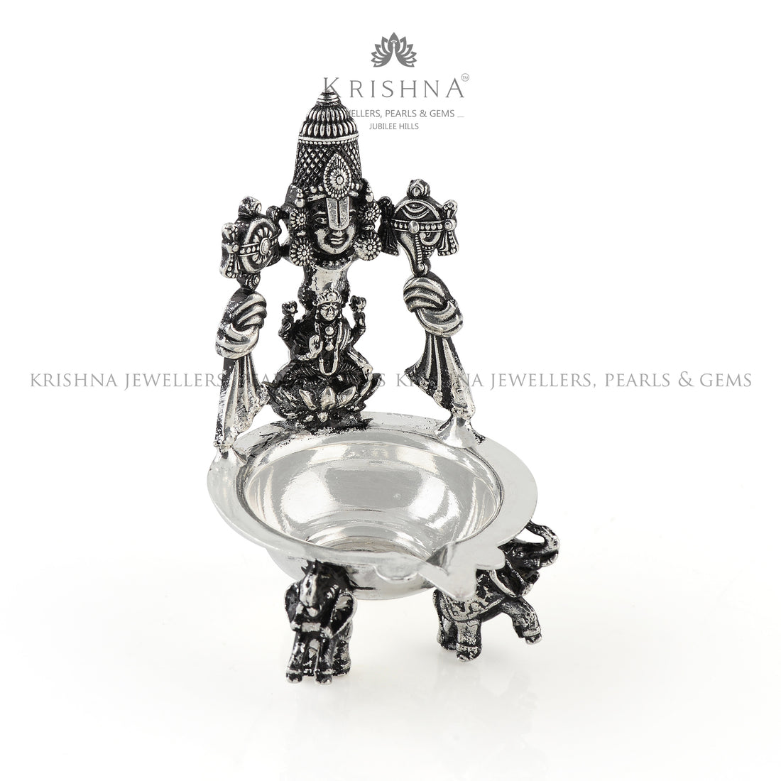 Gajalaxmi Balaji Silver Diya - Krishna Jewellers Pearls and Gems