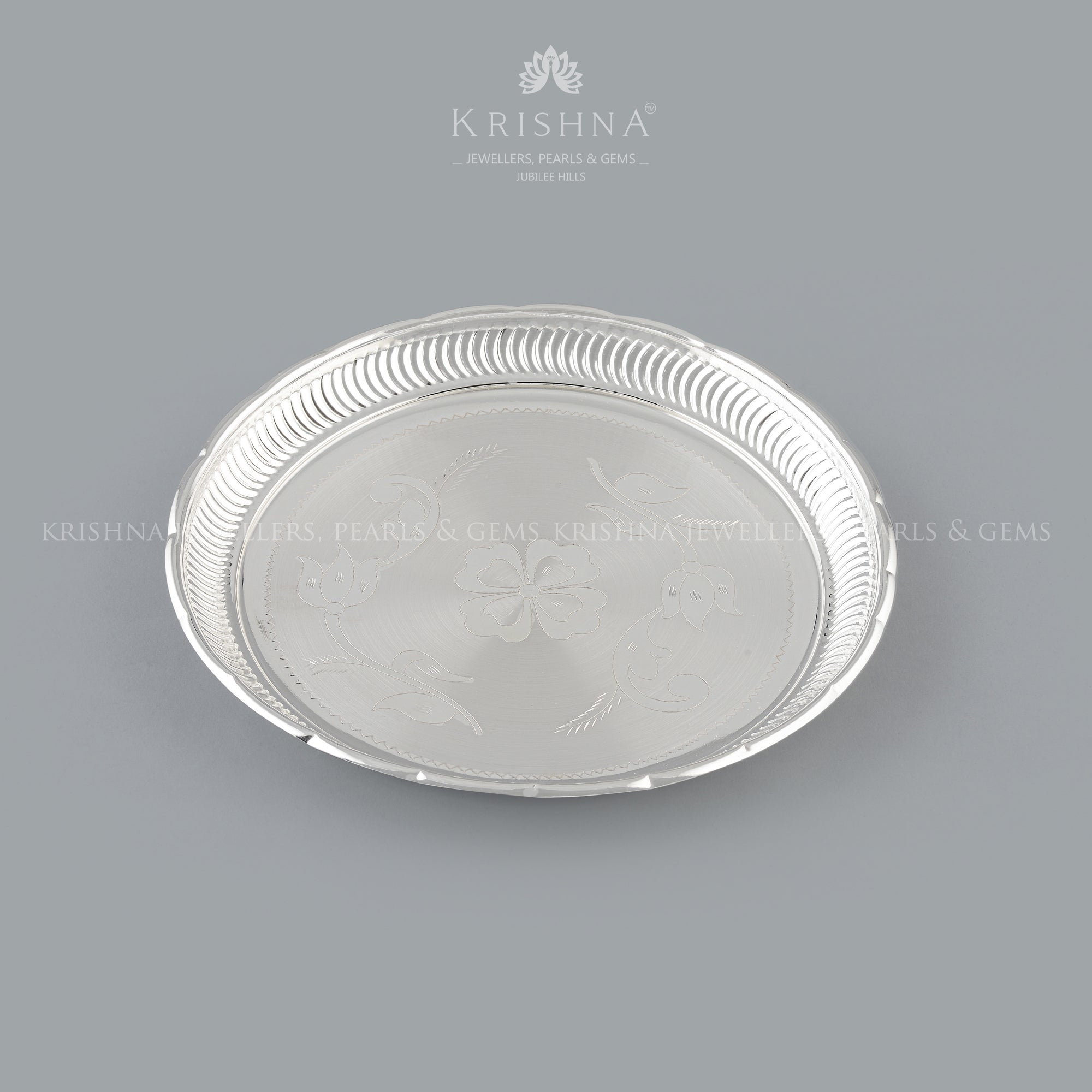 Divine Silver Pooja Plate - Krishna Jewellers Pearls and Gems