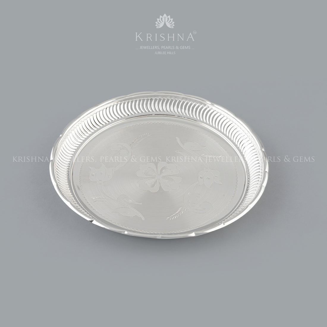 Divine Silver Pooja Plate - Krishna Jewellers Pearls and Gems