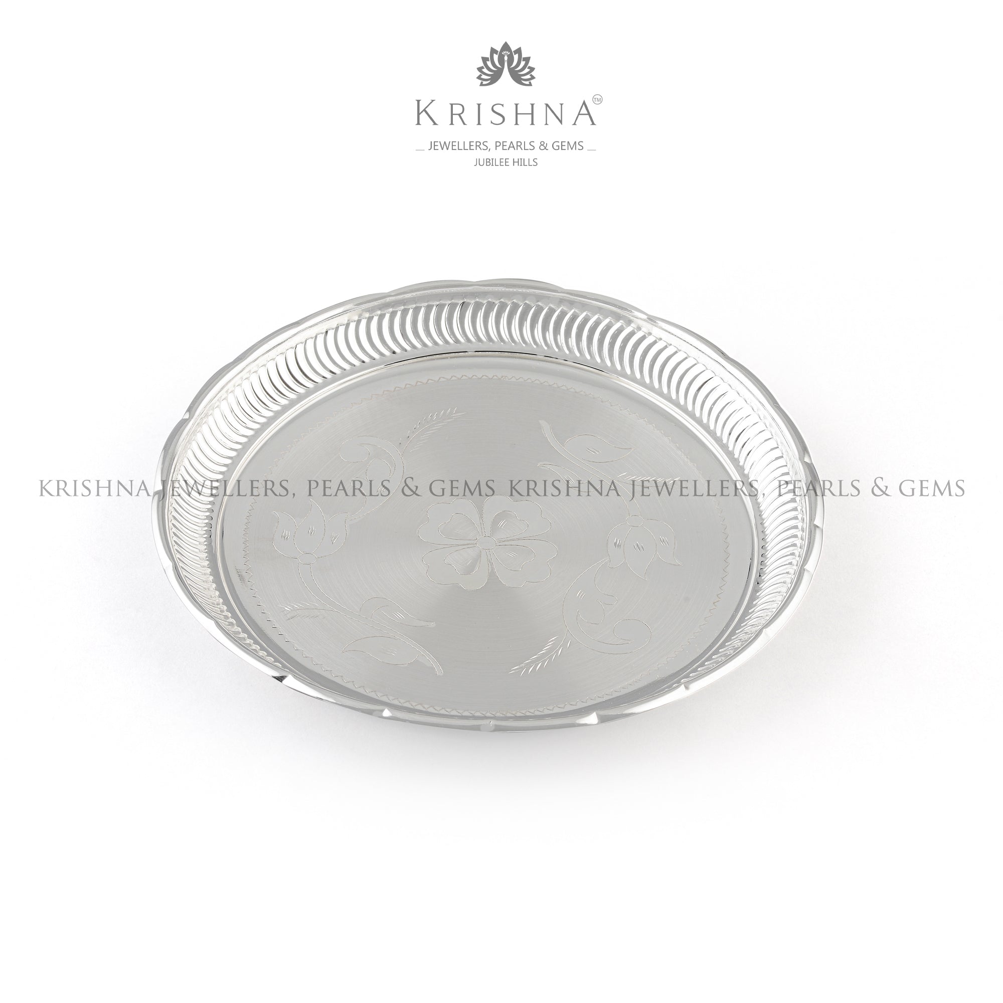 Divine Silver Pooja Plate - Krishna Jewellers Pearls and Gems
