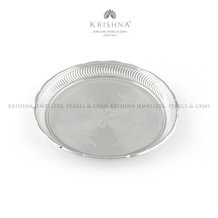 Divine Silver Pooja Plate - Krishna Jewellers Pearls and Gems