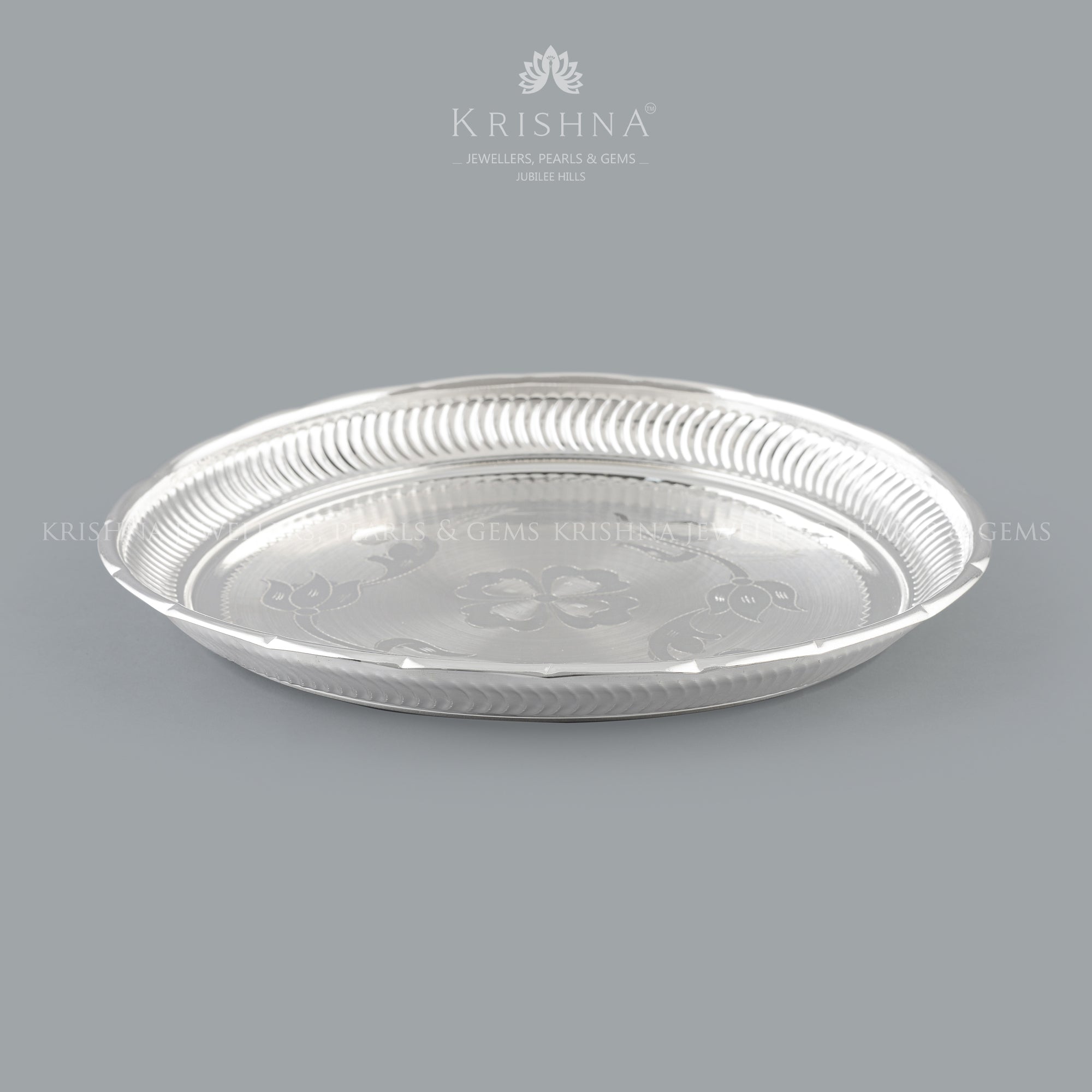Divine Silver Pooja Plate - Krishna Jewellers Pearls and Gems