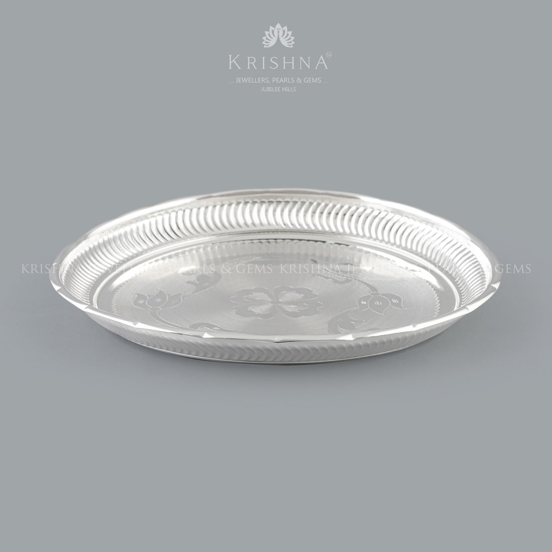 Divine Silver Pooja Plate - Krishna Jewellers Pearls and Gems