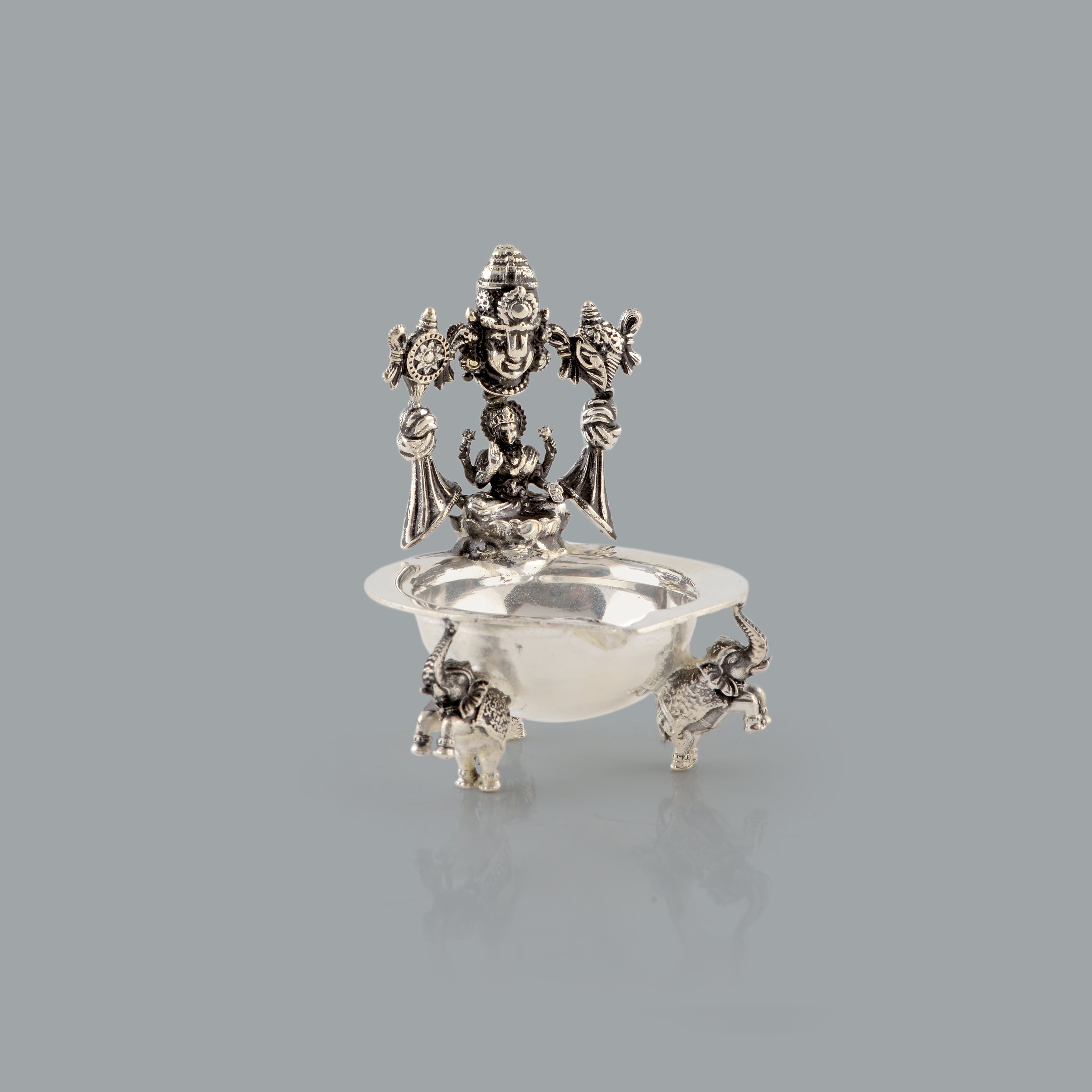 Laxmi And Lord Venkateshwar Deepam In Silver - Krishna Jewellers Pearls and Gems