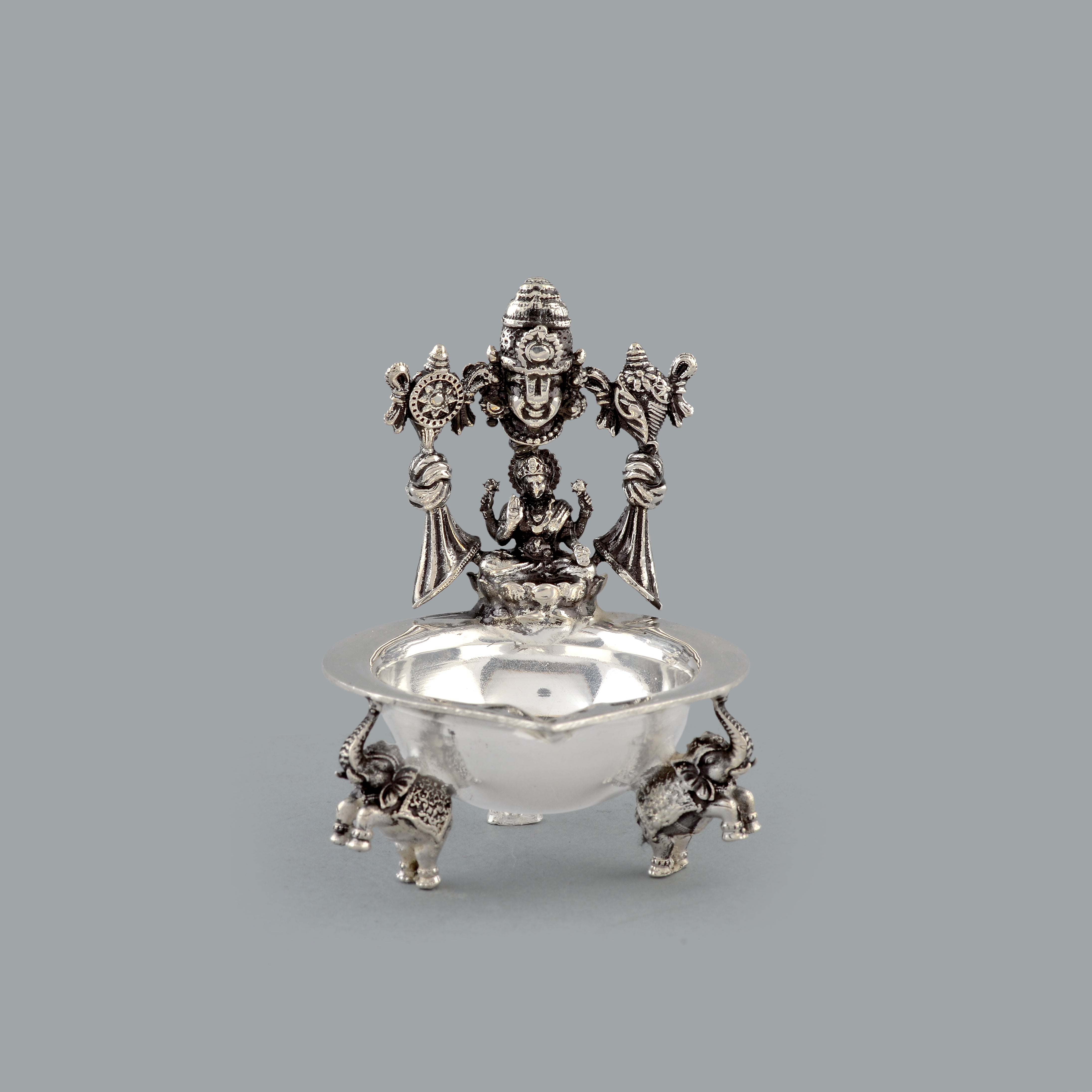 Laxmi And Lord Venkateshwar Deepam In Silver - Krishna Jewellers Pearls and Gems