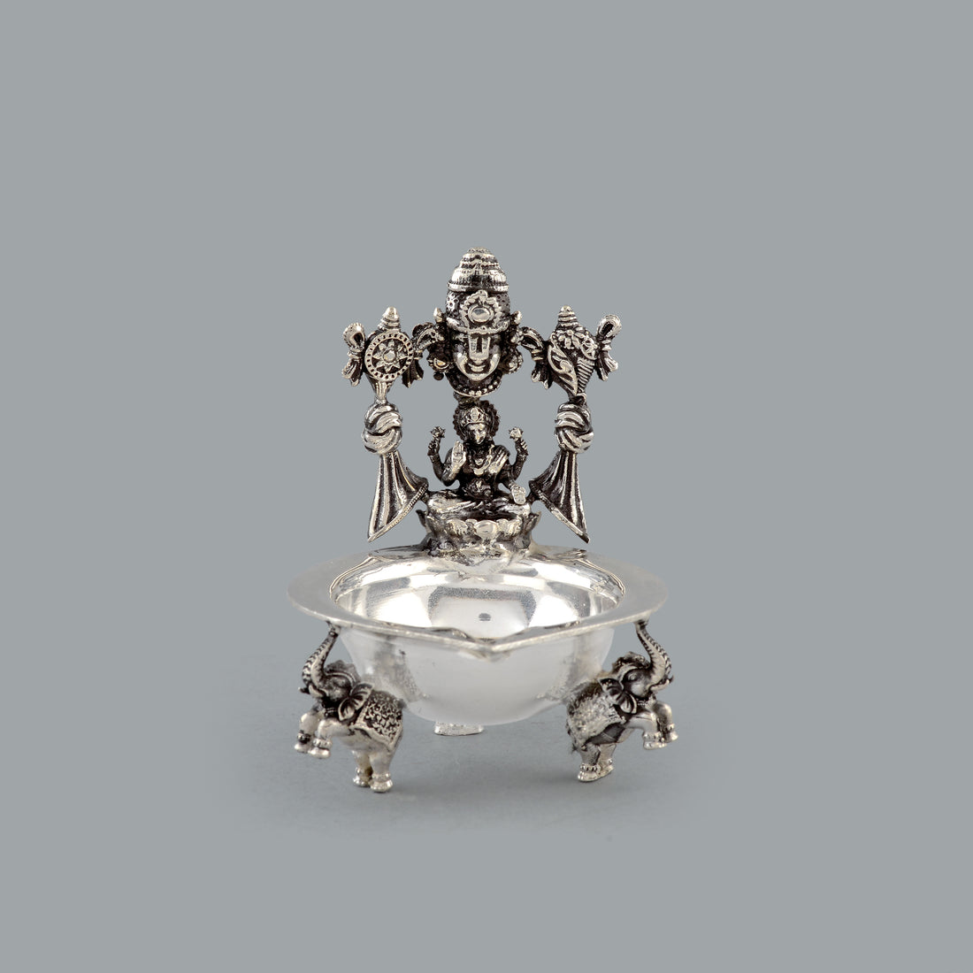 Laxmi And Lord Venkateshwar Deepam In Silver - Krishna Jewellers Pearls and Gems