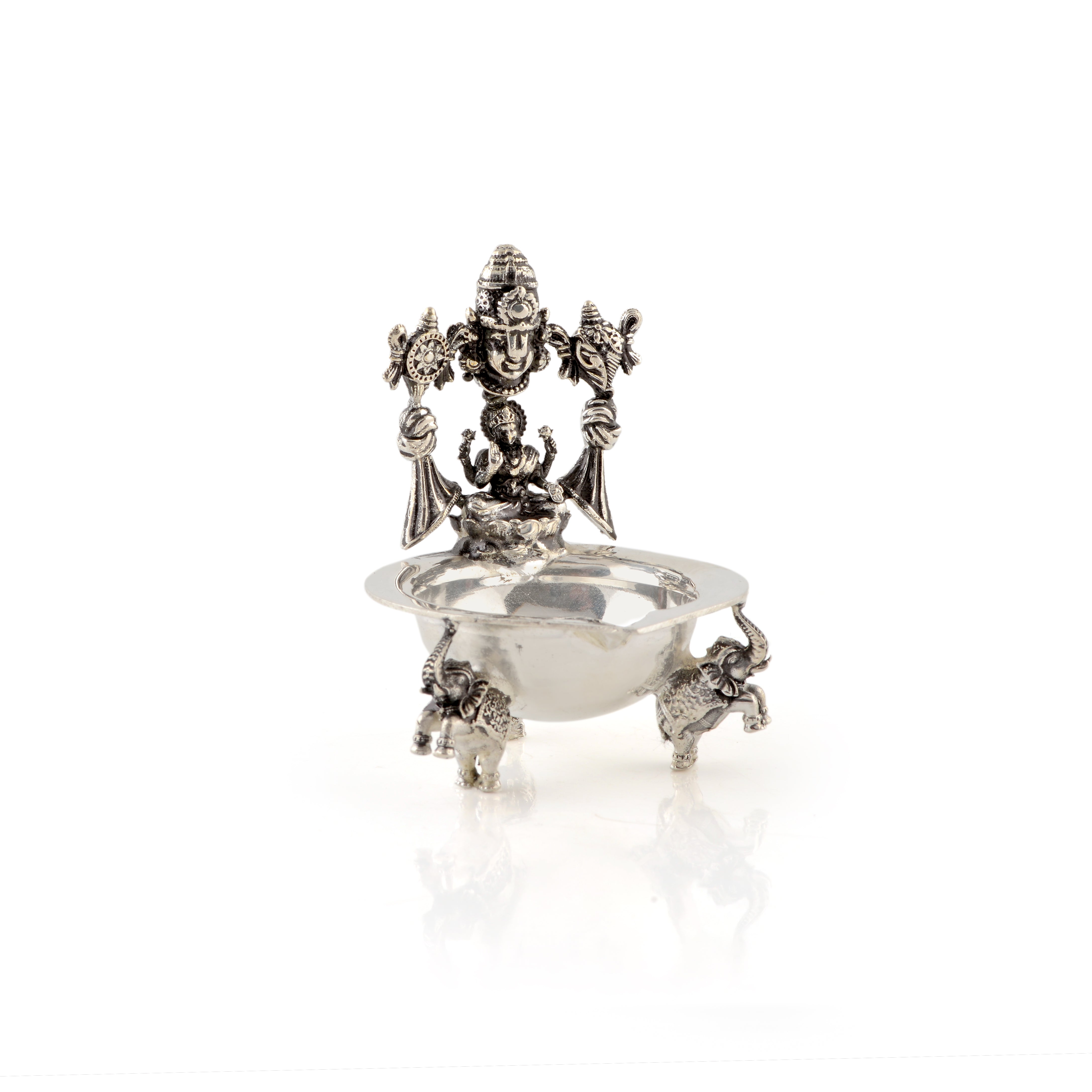 Laxmi And Lord Venkateshwar Deepam In Silver - Krishna Jewellers Pearls and Gems