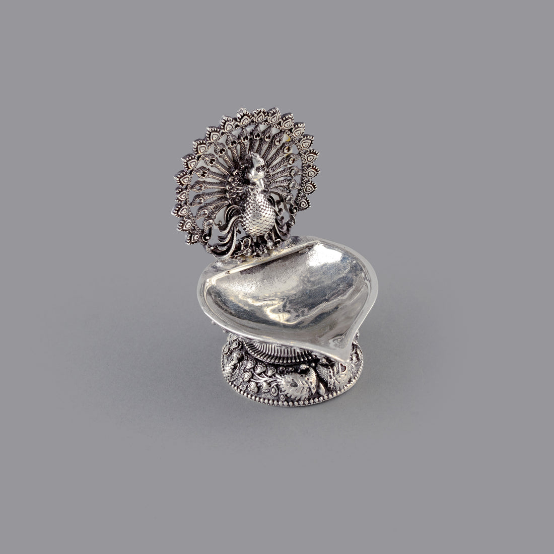 Divine Peacock Deepam in Silver - Krishna Jewellers Pearls and Gems