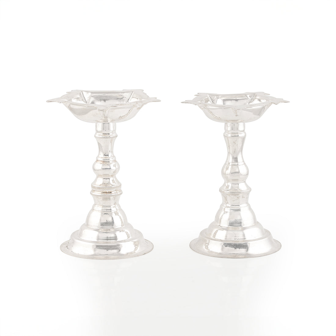 Plain Silver Deepam Stand Crafted from 92.5 Silver