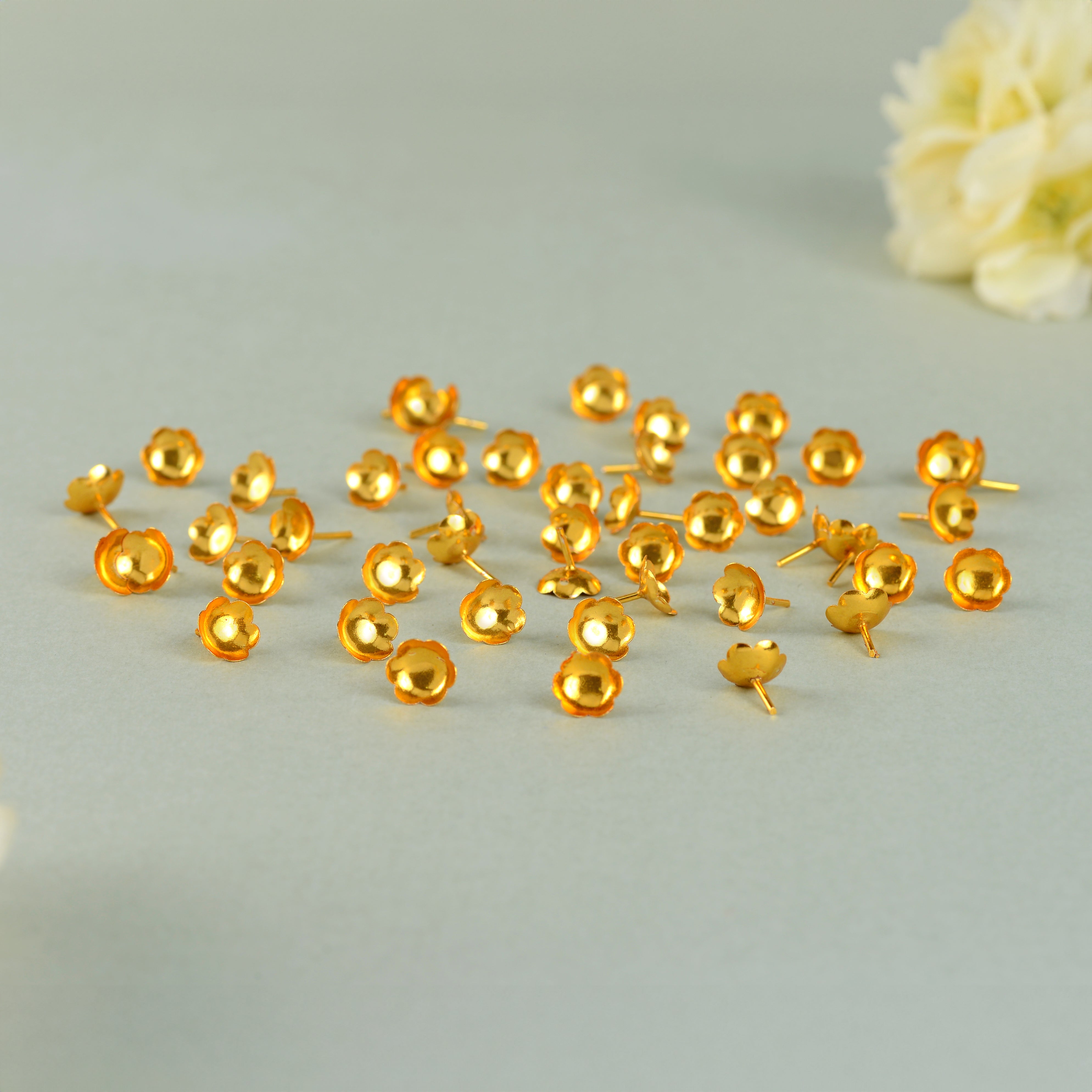 Pure Silver Gold Polish Flowers for Puja
