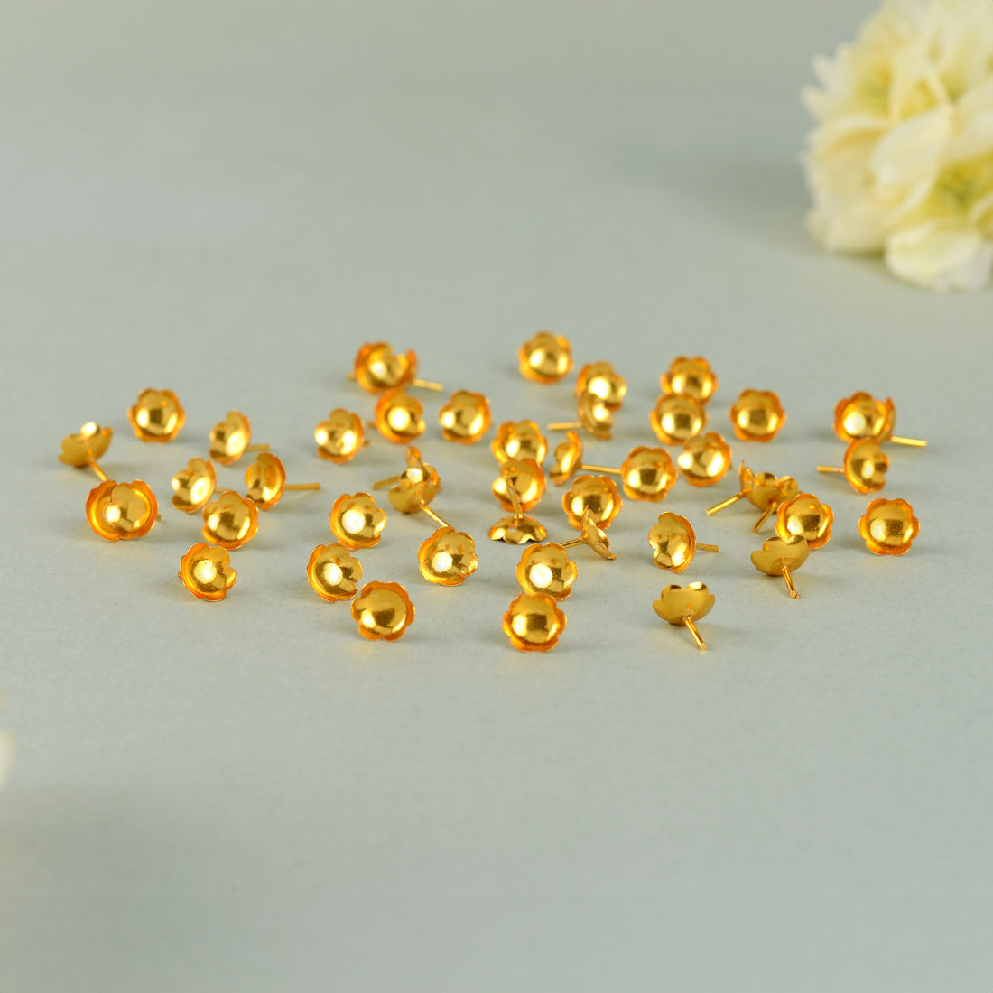 Pure Silver Gold Polish Flowers for Puja