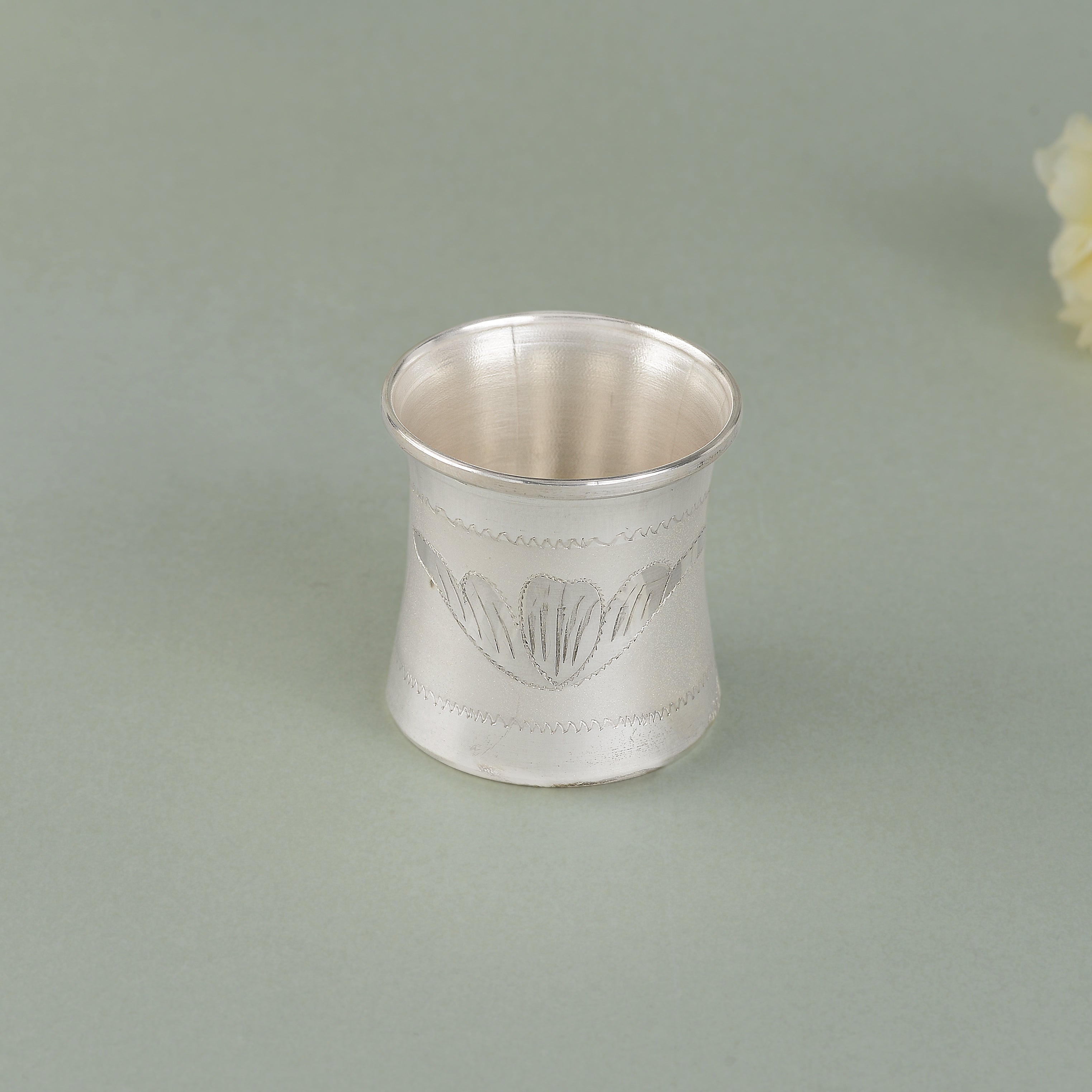 Floral Embellished Silver Glass