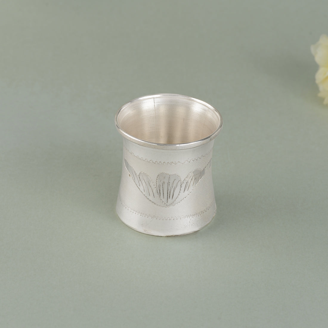 Floral Embellished Silver Glass