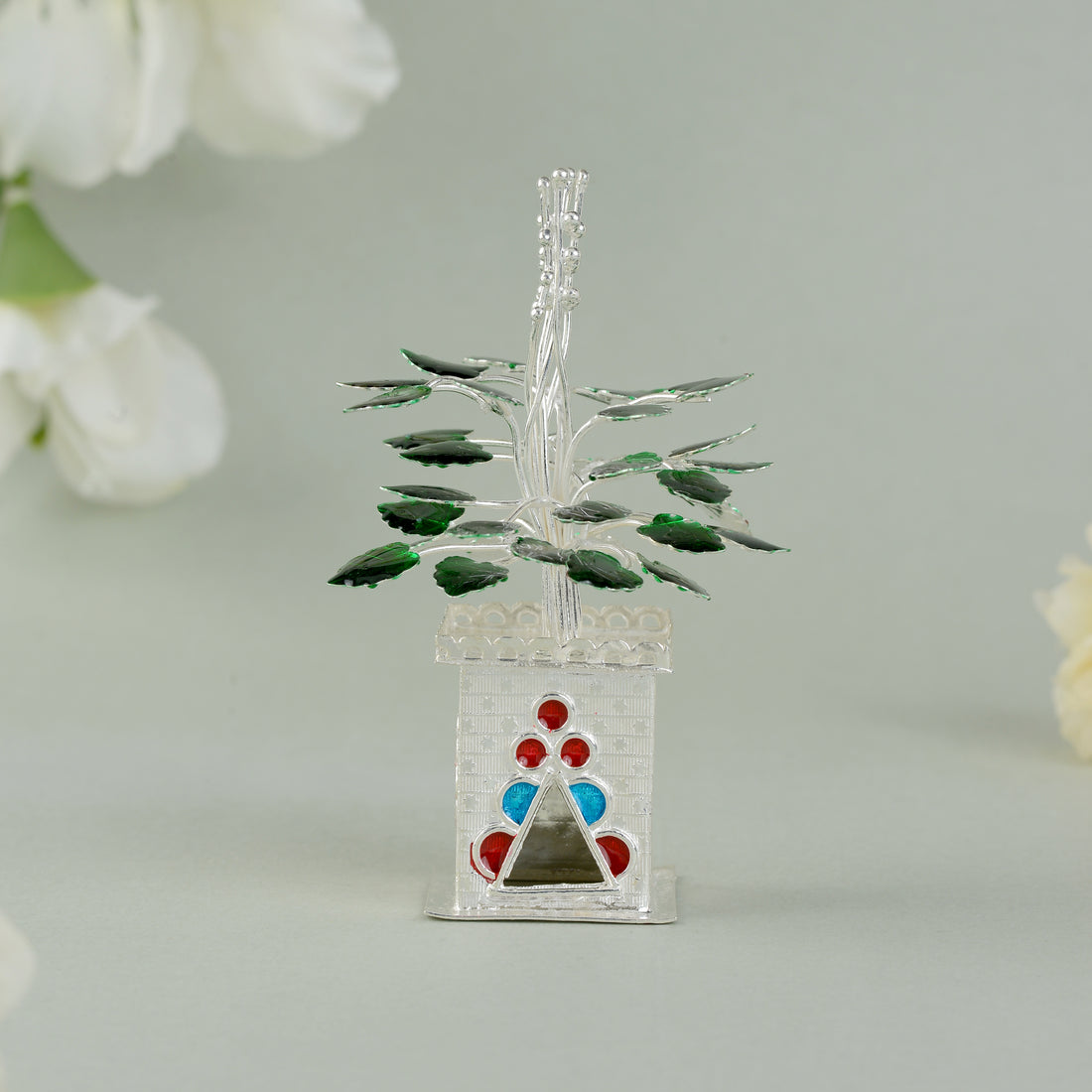 Silver Tulasi Kota with Green Leaves