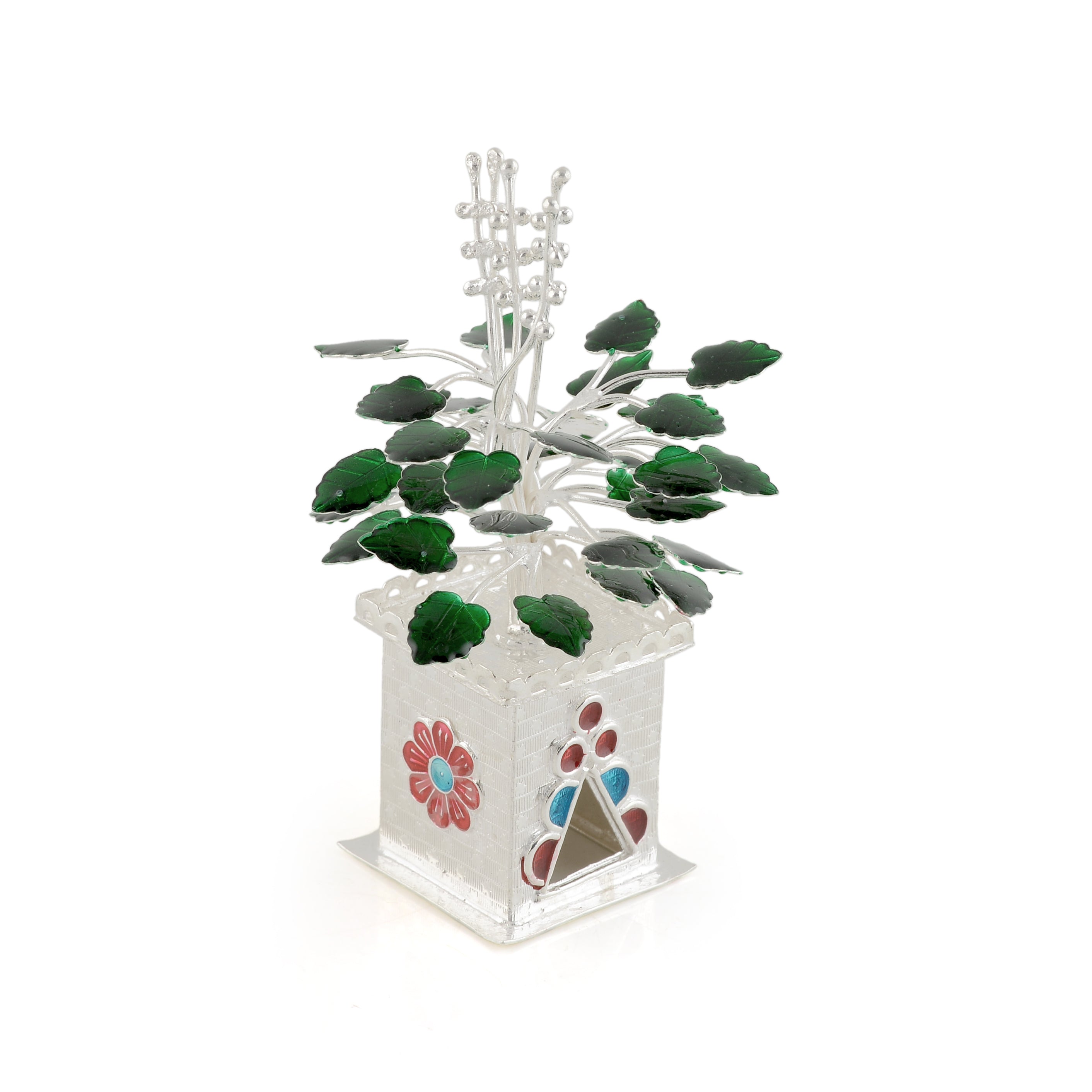 Silver Tulasi Kota with Green Leaves