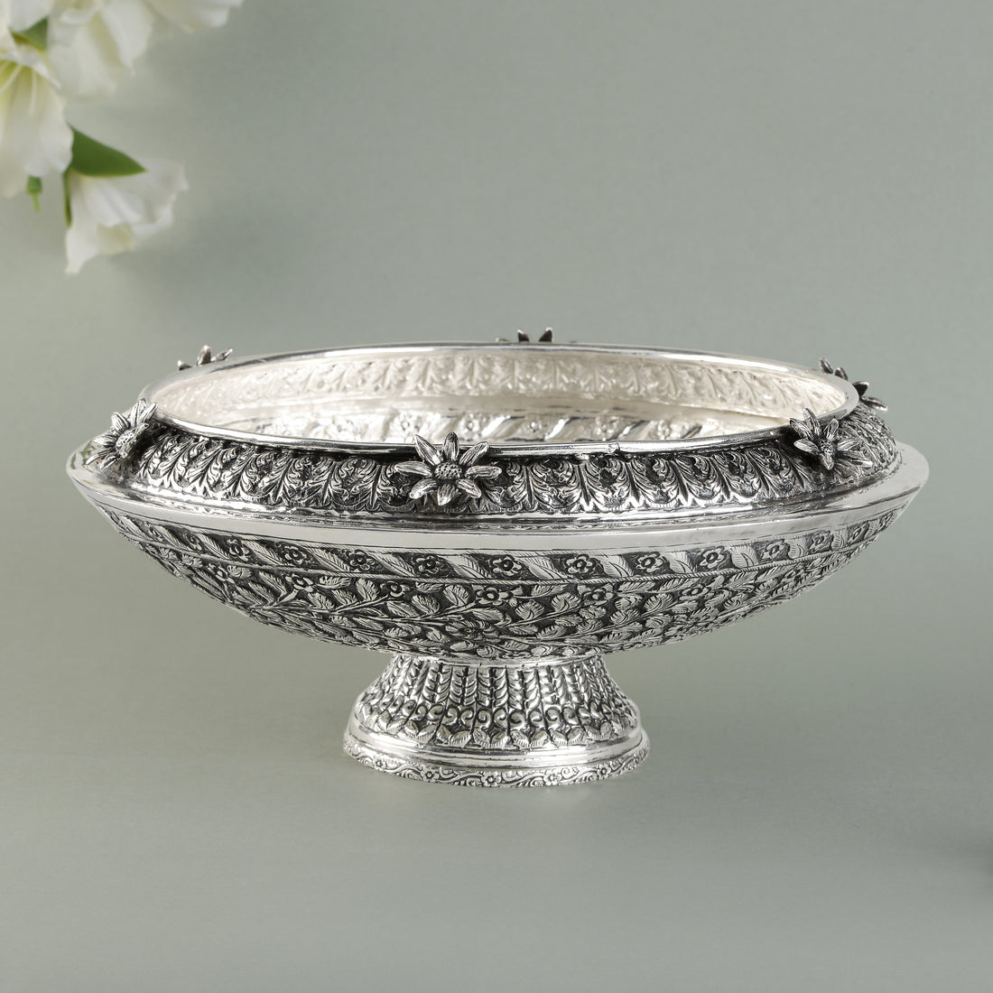 Antique Flower Silver Vessel
