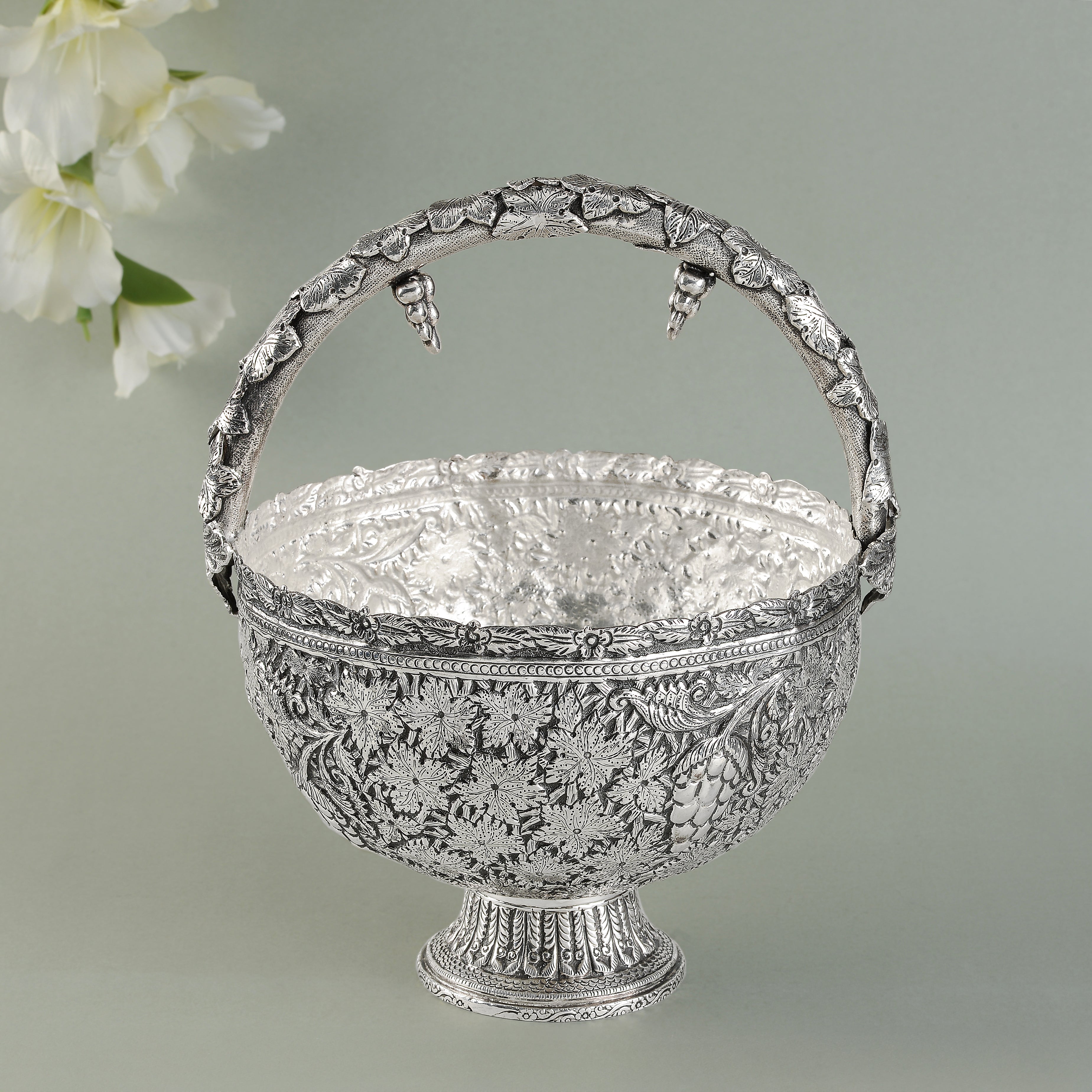 Victorian Silver Blossom Basket