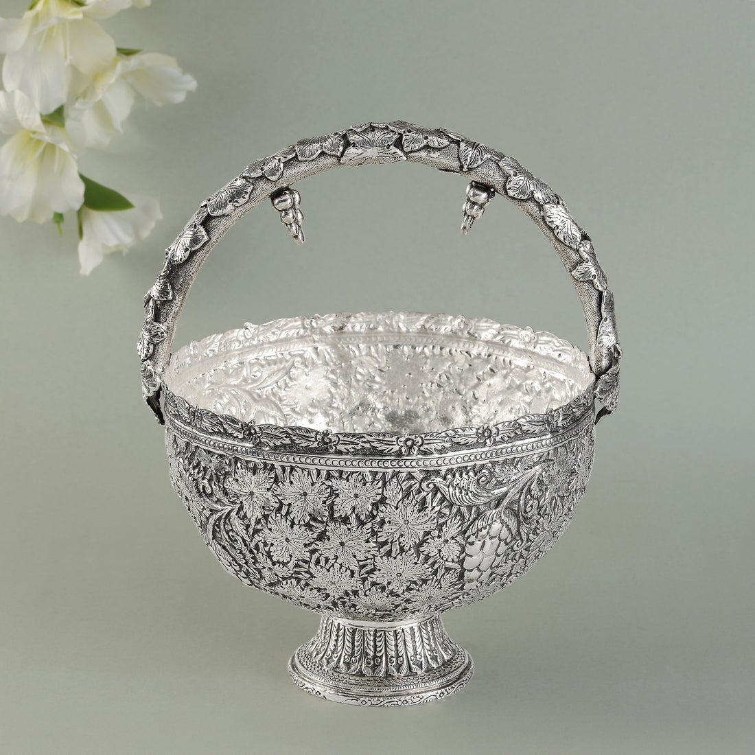 Victorian Silver Blossom Basket