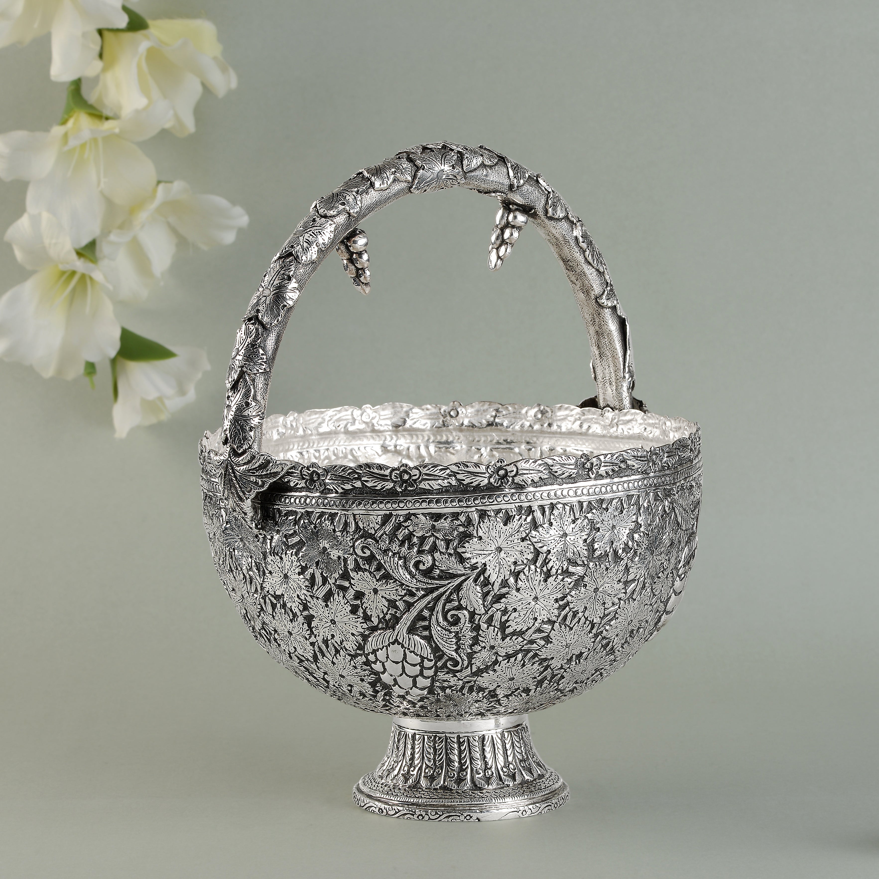 Victorian Silver Blossom Basket