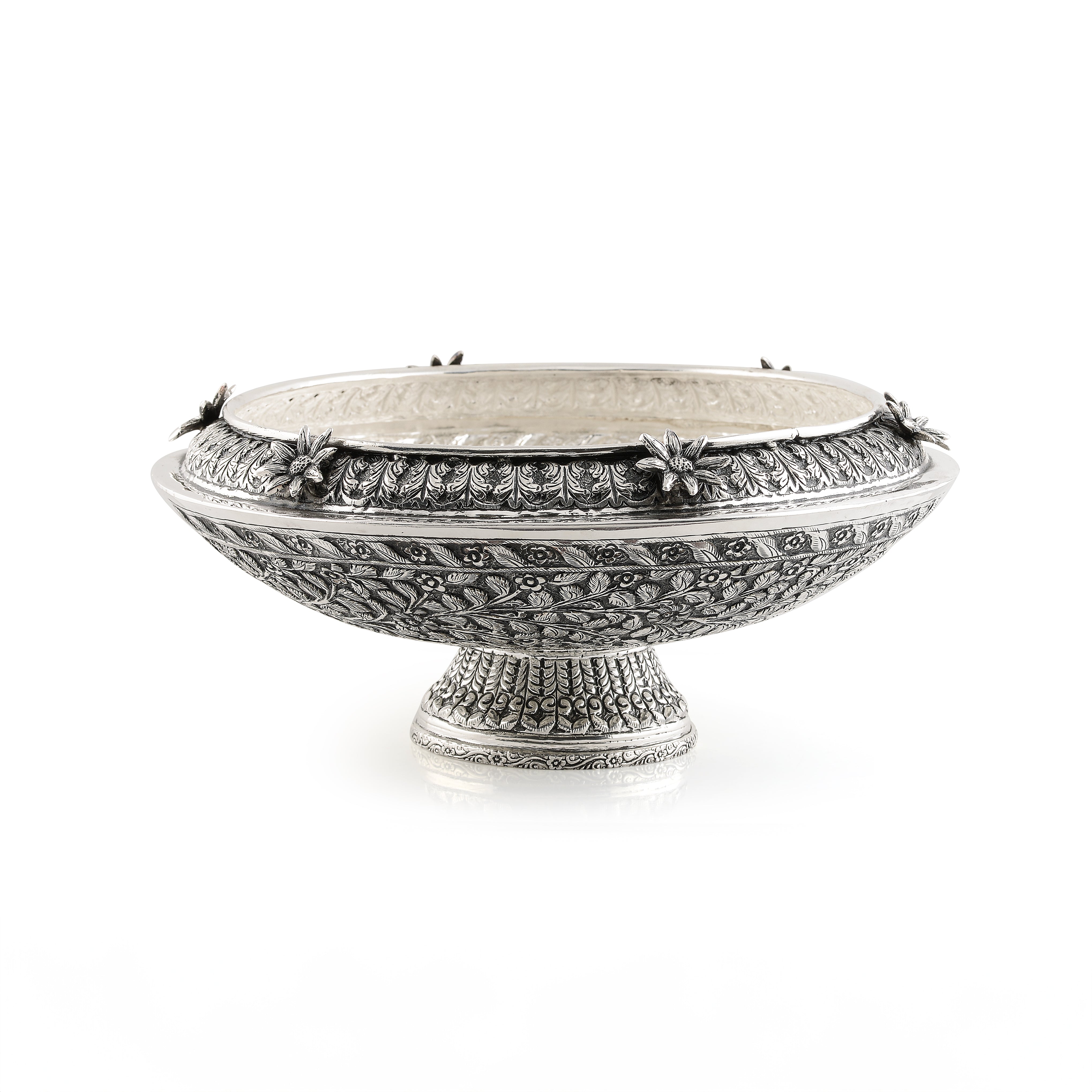Antique Flower Silver Vessel