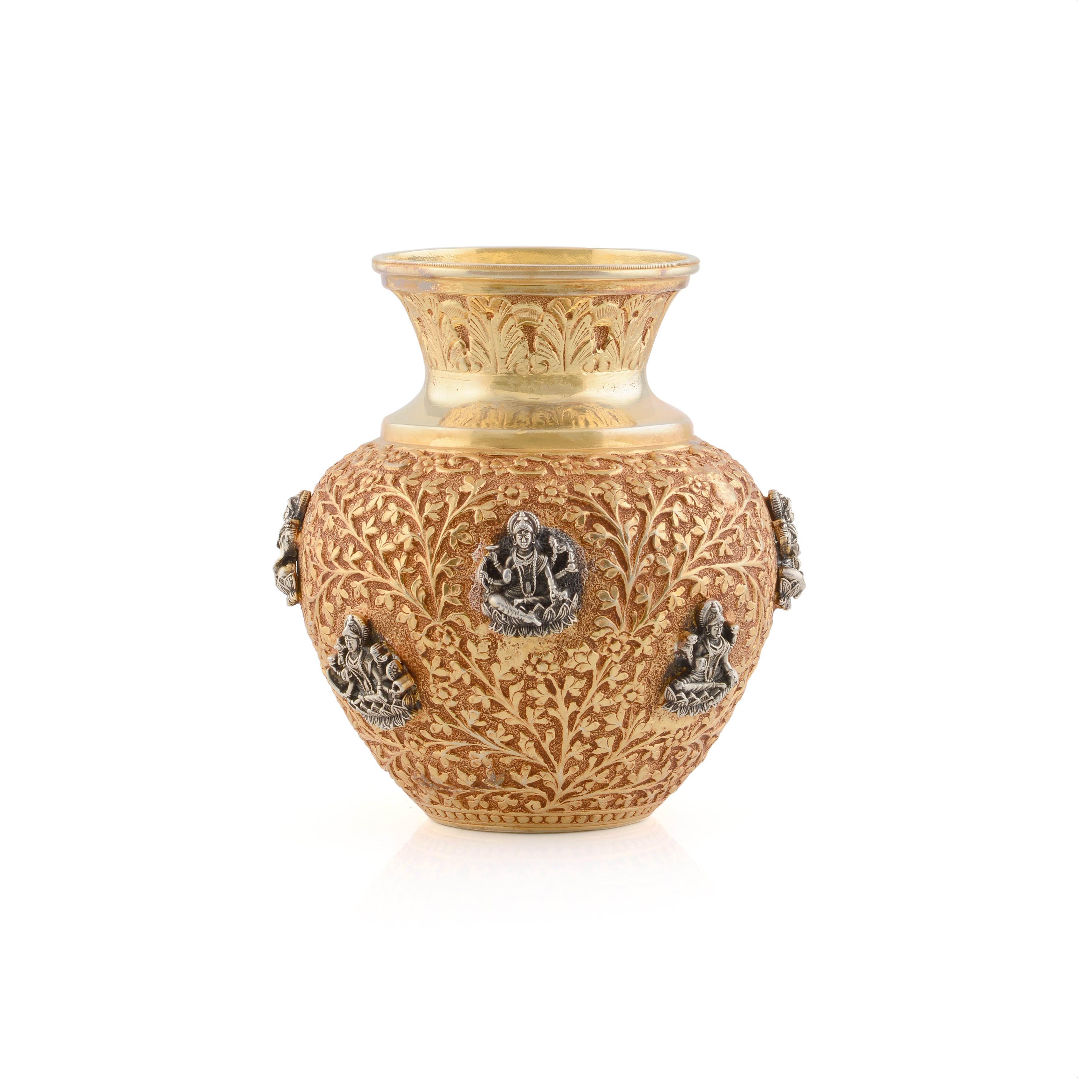 Gold-silver kalasha with kalamkari and nakshi details