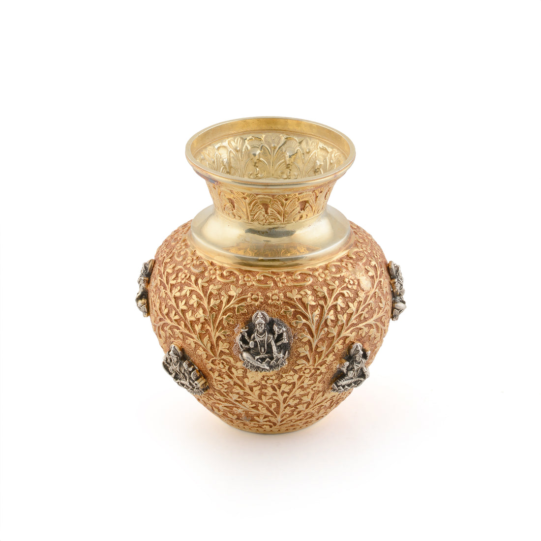 Gold-silver kalasha with kalamkari and nakshi details