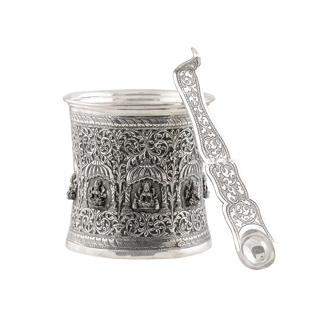 Panchapatra and Aachamani with embossed Laxmi