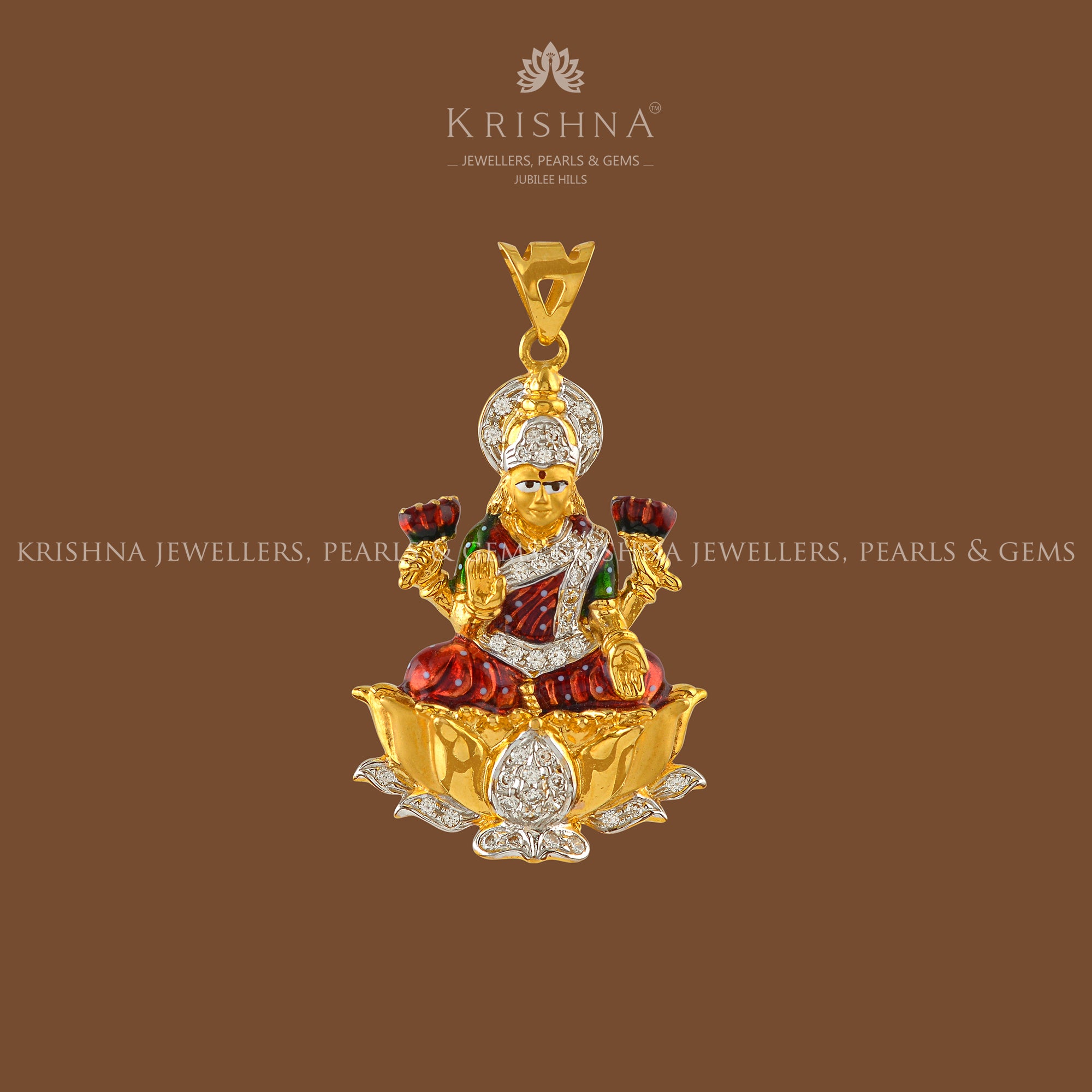 Mata Laxmi Pendant in Gold - Krishna Jewellers Pearls and Gems