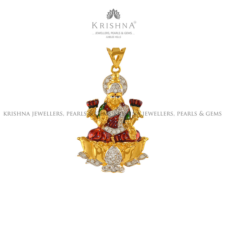 Mata Laxmi Pendant in Gold - Krishna Jewellers Pearls and Gems